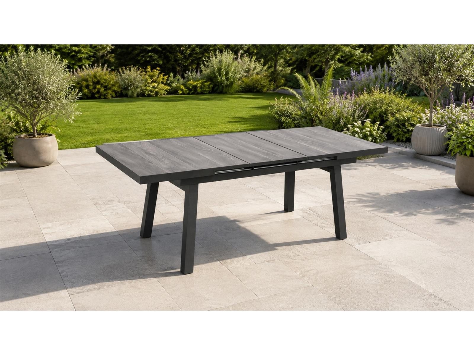 Green Spirit Gartentisch Gartentisch Darwin ausziehbar 162-212 cm Keramikplatte Aluminium grau (Set, 1 Tisch), ausziehbar auf 212 cm