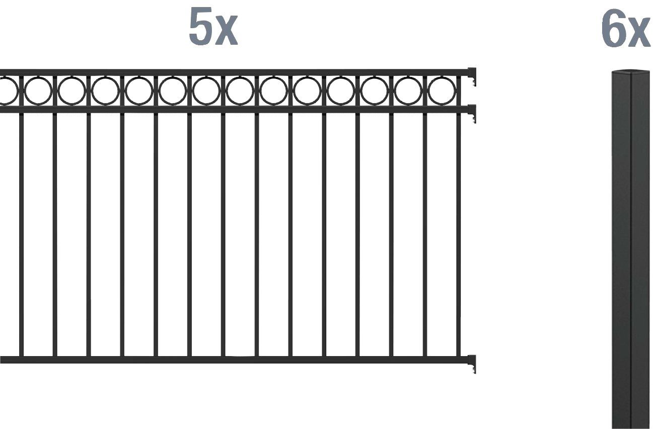 Alberts Metallzaun Circle, (Set), Höhe: 100 und 120 cm, Gesamtlänge: 10 m, zum Einbetonieren