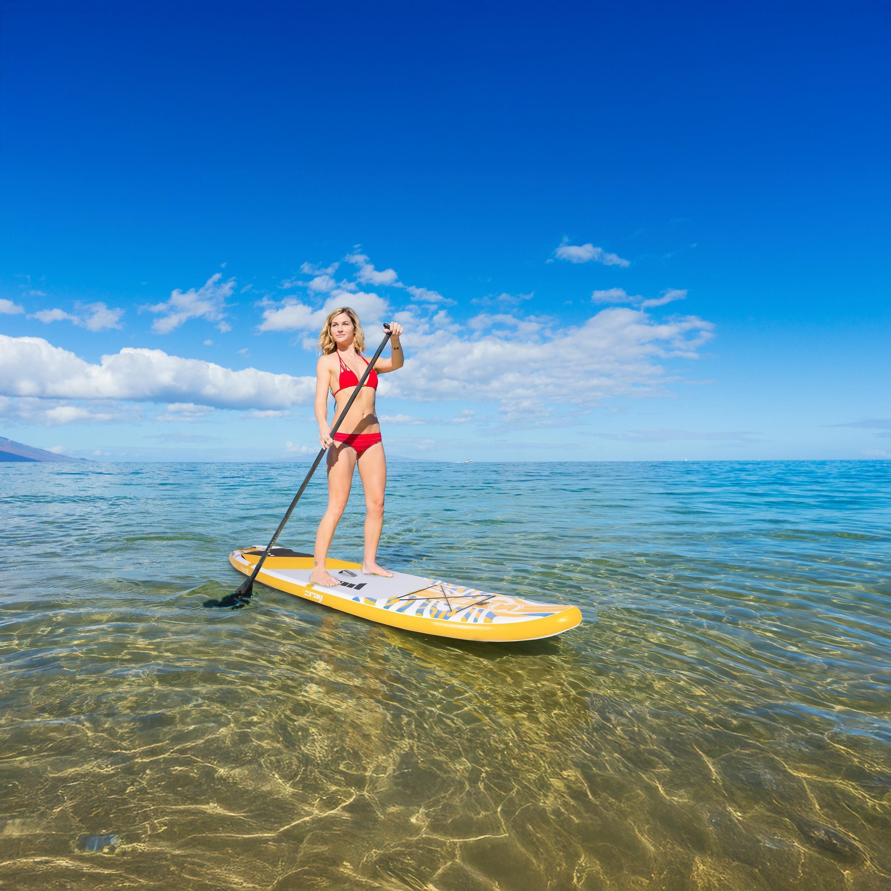 zray Inflatable SUP-Board SUP E11 Stand up Paddle Board Komplettset 335x81x13 cm gelb, All Around Classic, (Starkes Allround-SUP für Familien und Fortgeschrittene, 6 tlg., Stand Up Paddling Board Komplettset), für alle Gewässer geeignet