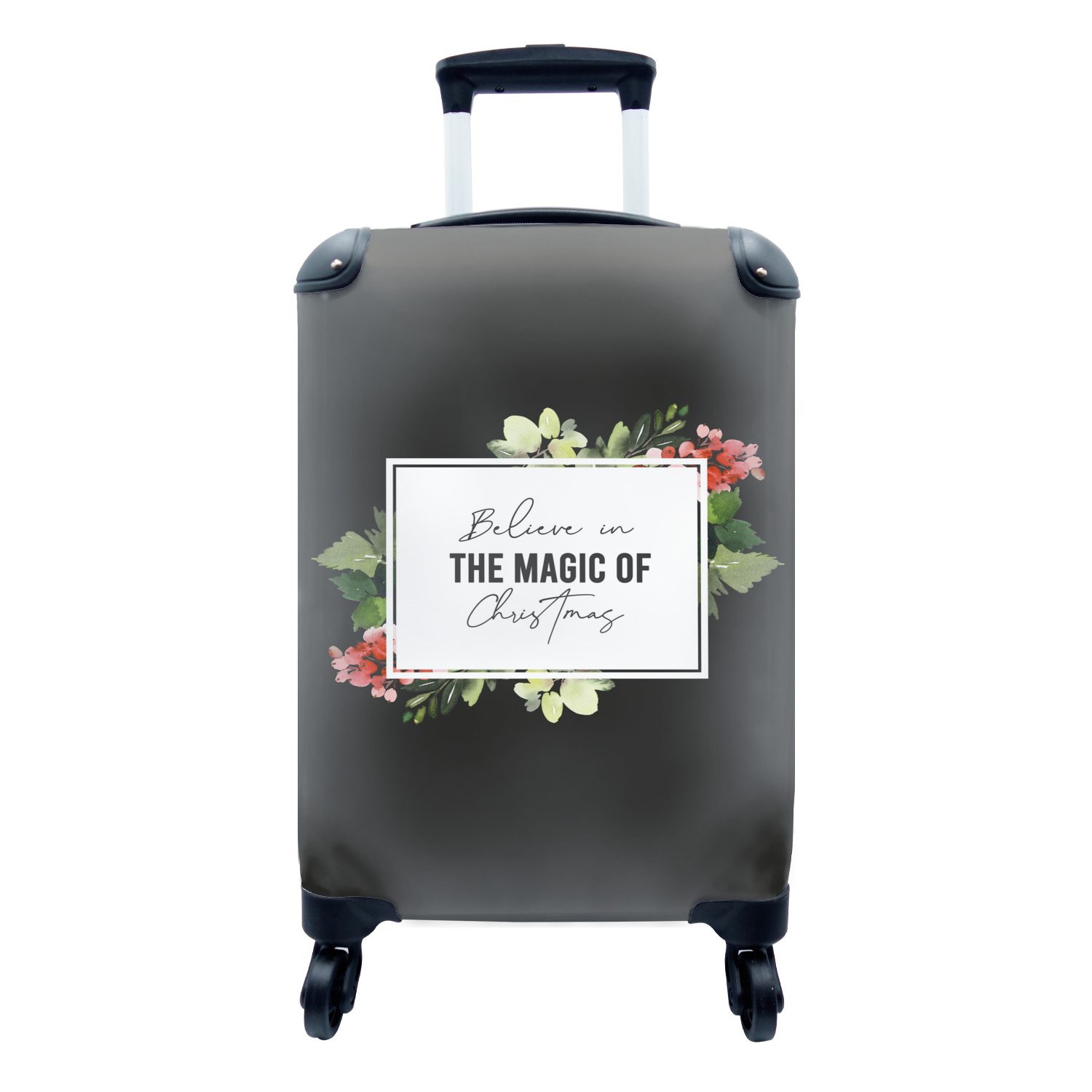 Blumen Rollen, Handgepäckkoffer Ferien, Reisetasche - mit Zitate, - Reisekoffer rollen, 4 MuchoWow Handgepäck Weihnachten Trolley, für