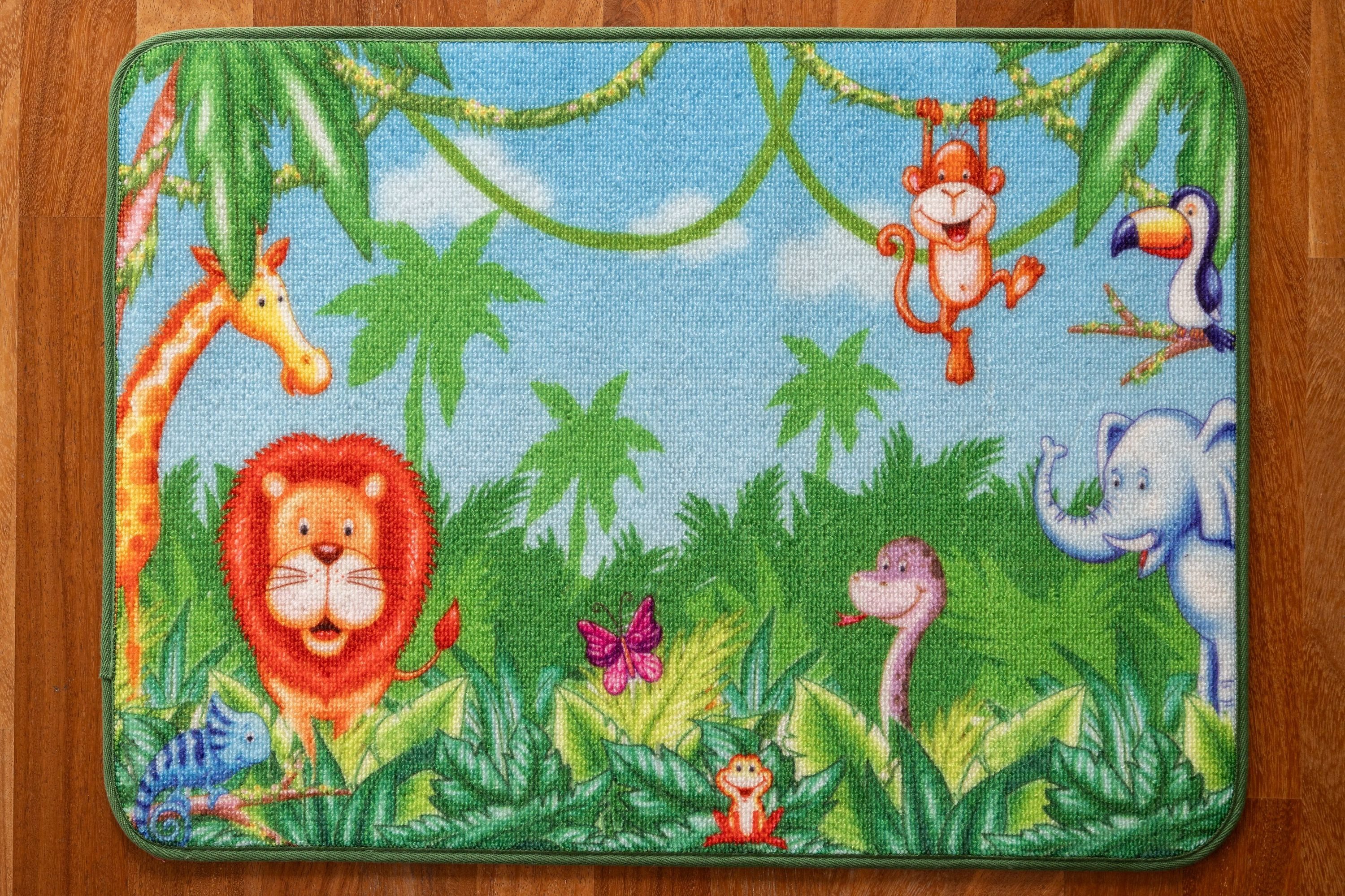 Lovely Kids Kinderteppich Dschungel Matte Tiere 50x70cm, rechteckig