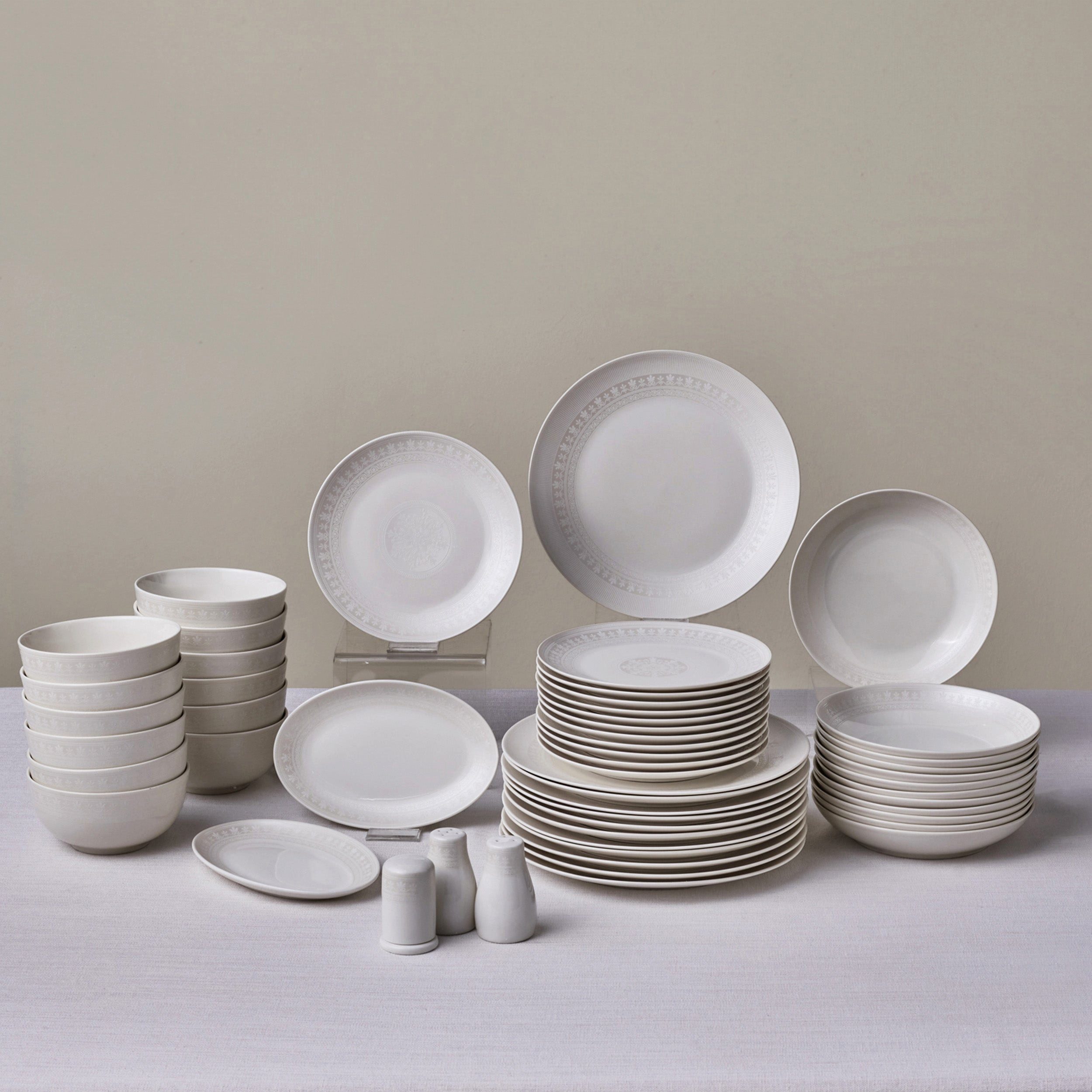 Karaca Geschirr-Set Karaca Forever Bone Artiste Geschirrset 53-Teiliges für 12 Personen (53-tlg), 12 Personen, KNOCHENPORZELLAN