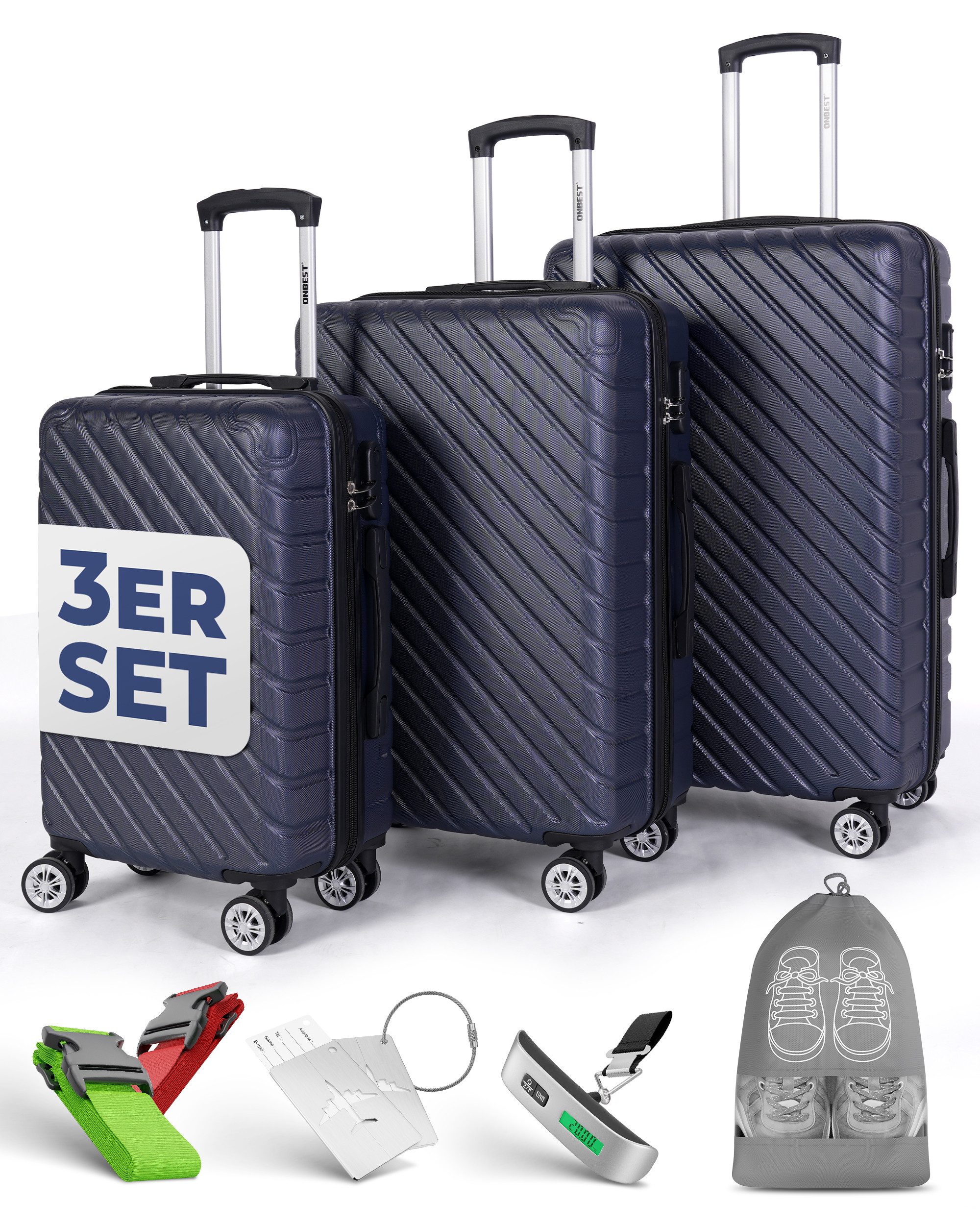 Onbest Kofferset 3er Hartschallen Trolley Set günstig online kaufen