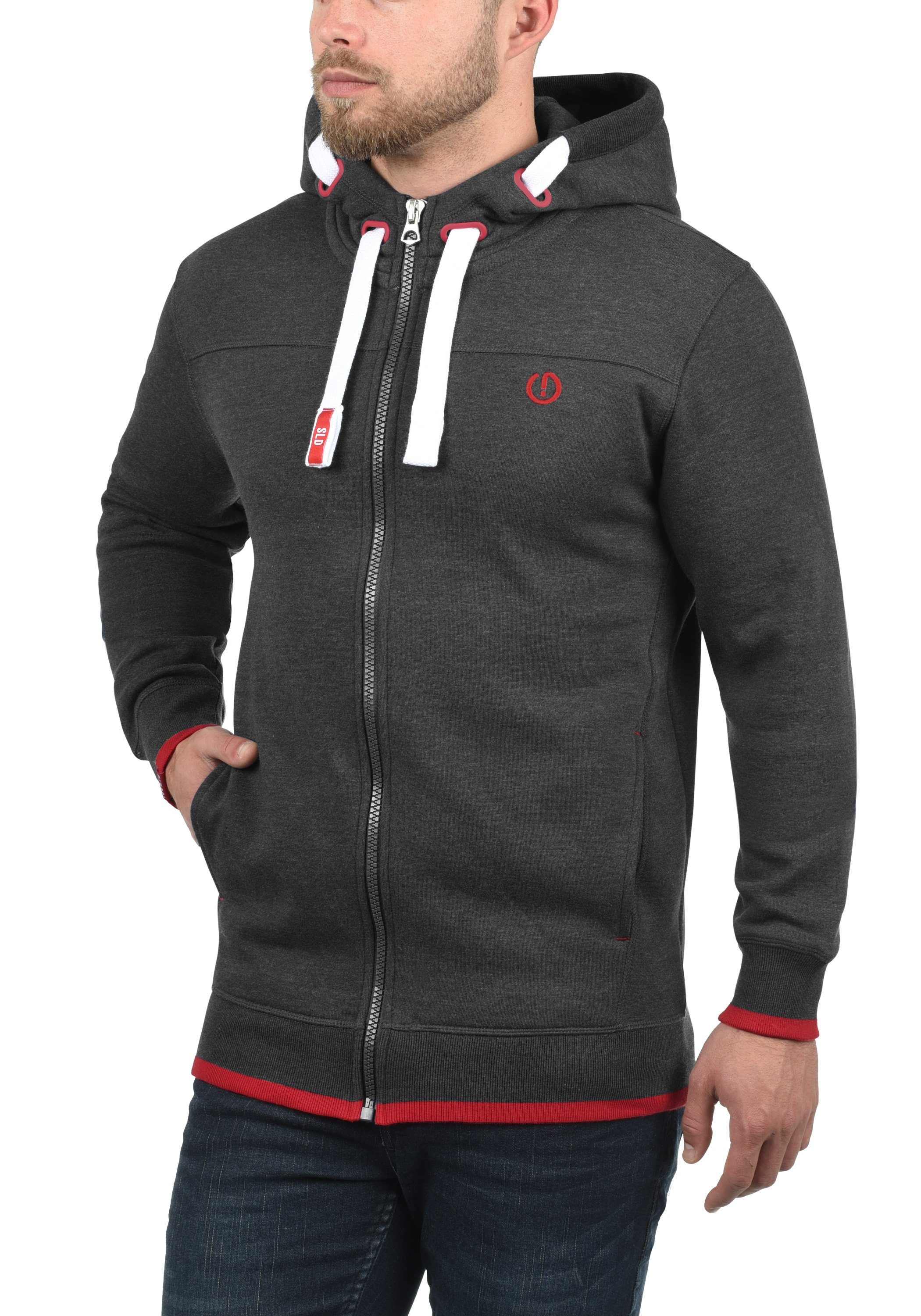 (8254) !Solid Kapuzensweatjacke SDBenjaminZip Sweatjacke Med Grey