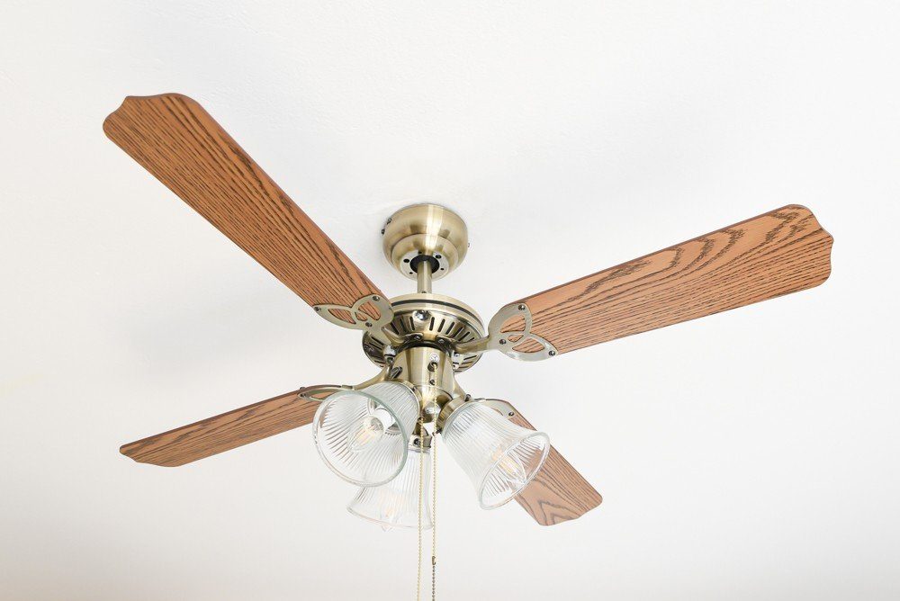 Westinghouse Deckenventilator Deckenventilator Princess Trio Messing antik 105 cm, Mit Zugschnur