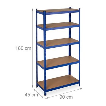 relaxdays Schwerlastregal 2 x Schwerlastregal 180x90x45 blau