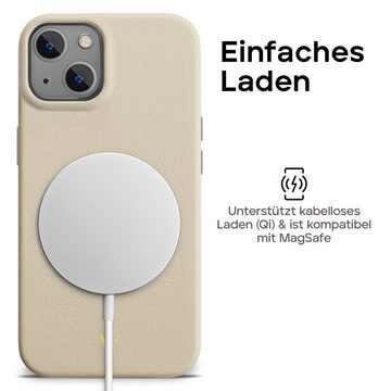 wiiuka Smartphone-Hülle skiin MACARON Handyhülle für iPhone 14, Handgefertigt - Deutsches Leder, Premium Case