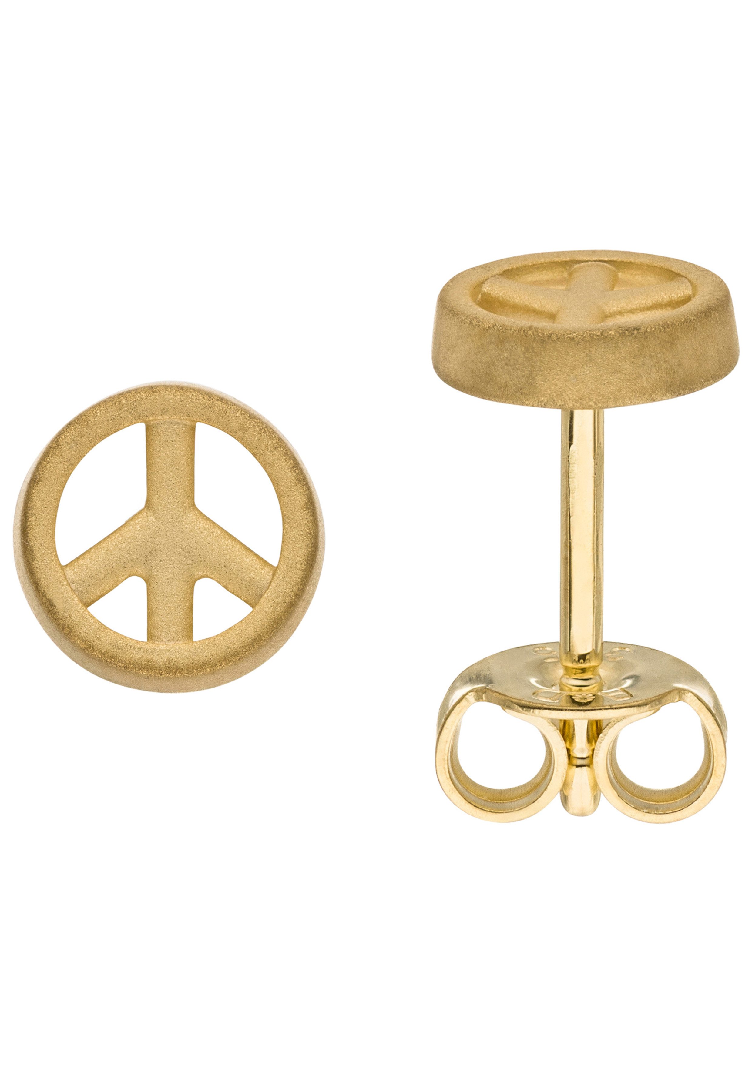 JOBO Paar Ohrstecker Peace-Zeichen, 375 Gold 6 mm