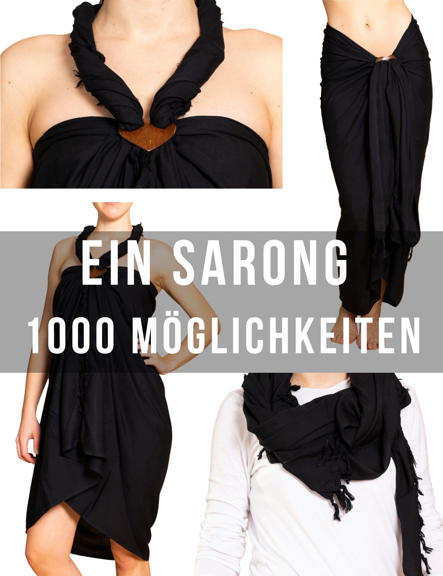 PANASIAM Sarong Pareo einfarbig in 2 Größen als Strandtuch Strandkleid Strandrock, Viskose, oder Bikini Cover-up Tuch für den Strand Schultertuch Schal Halstuch