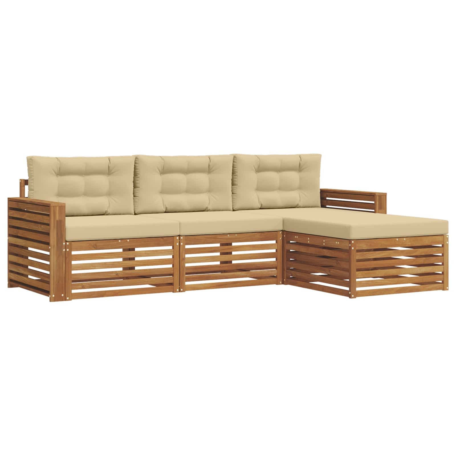 Gartenlounge-Set Outdoor-Sofagarnitur Natur und Beige 257,5 x 162,5 x 73 cm