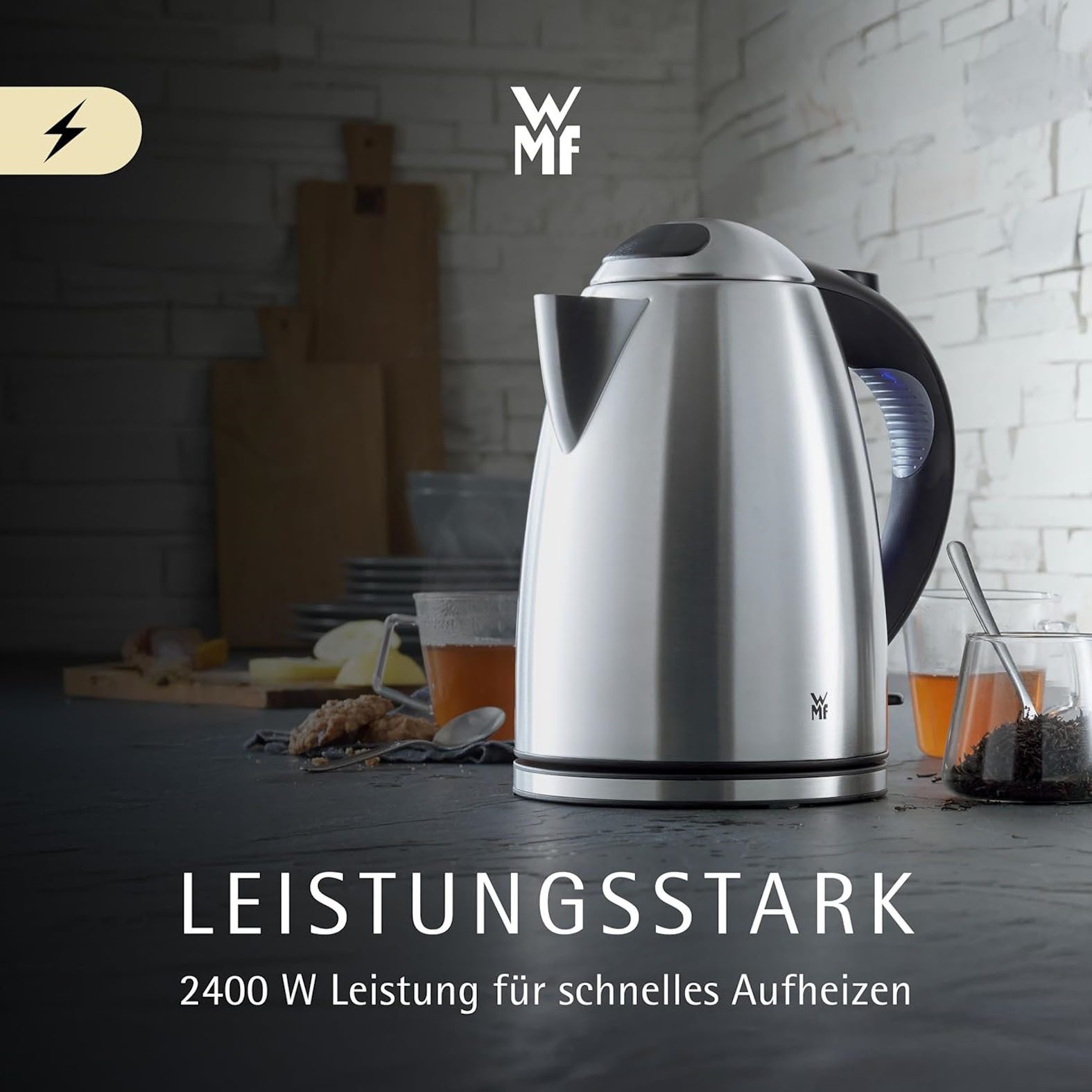 WMF Wasserkocher Stelio, 1,7 l, 2400 W, Edelstahl