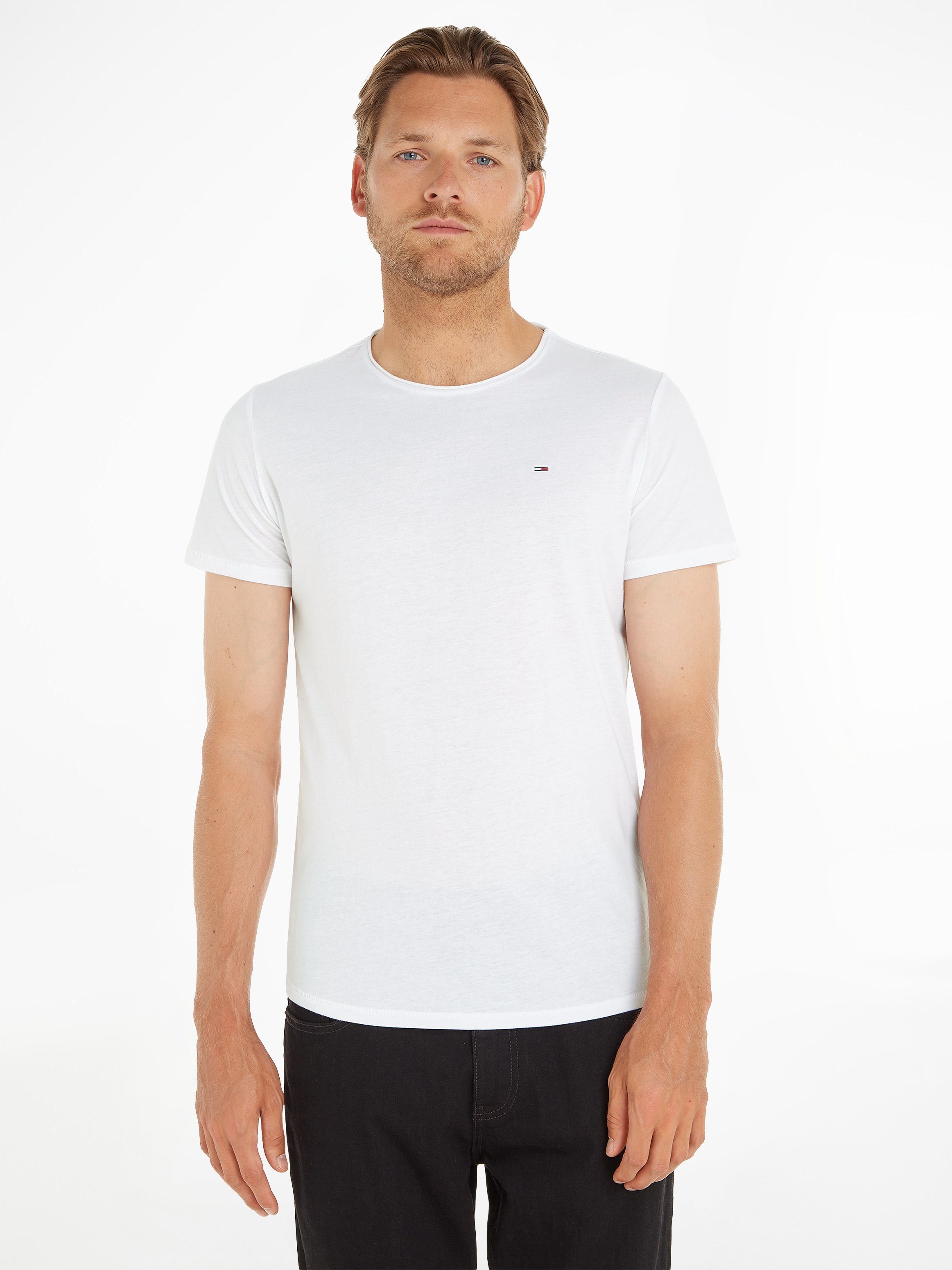 Tommy Jeans T-Shirt TJM SLIM JASPE C NECK mit Markenlabel White