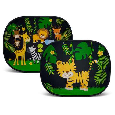 Sonnenschutz Auto Sonnenblende mit 8 Saugnäpfen - Dschungel Tiere Motiv, HECKBO