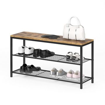 Vicco Schuhbank Schuhregal Sitzbank 100cm FYRK Antikholz-optik