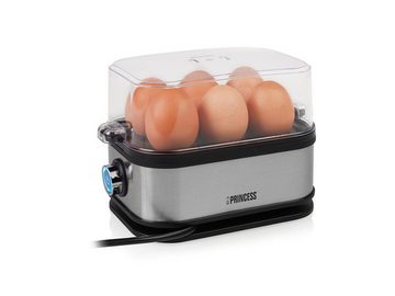 PRINCESS Eierkocher, Anzahl Eier: 6 St., 400 W, Edelstahl Egg Cooker für 1,2,3,4,5,6 Eier Messbecher mit Eierpiekser
