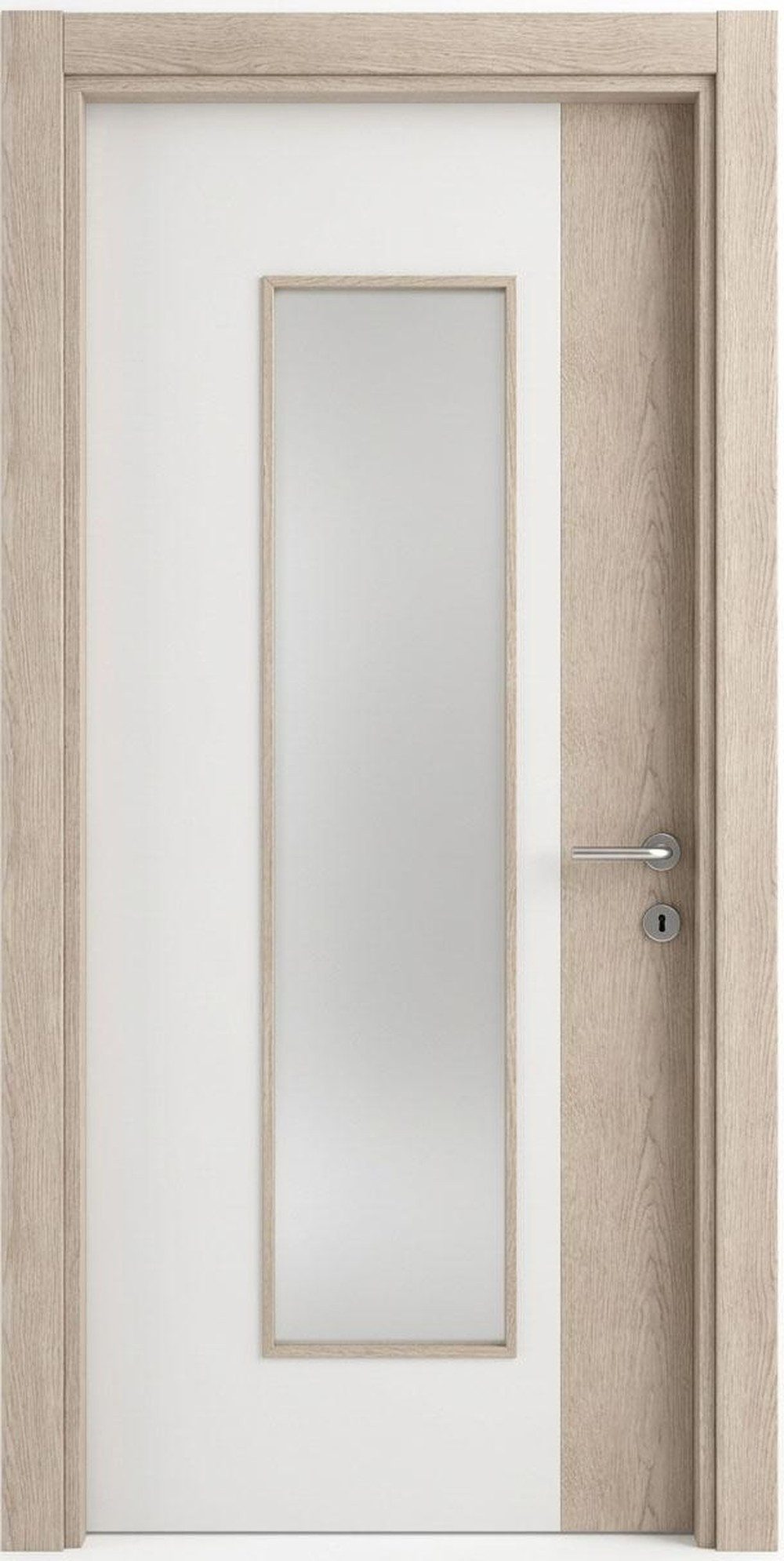 Xlmoebel Zimmertür Moderne weiße Holztür mit Milchglas für stilvolle Räume, Made in Europa