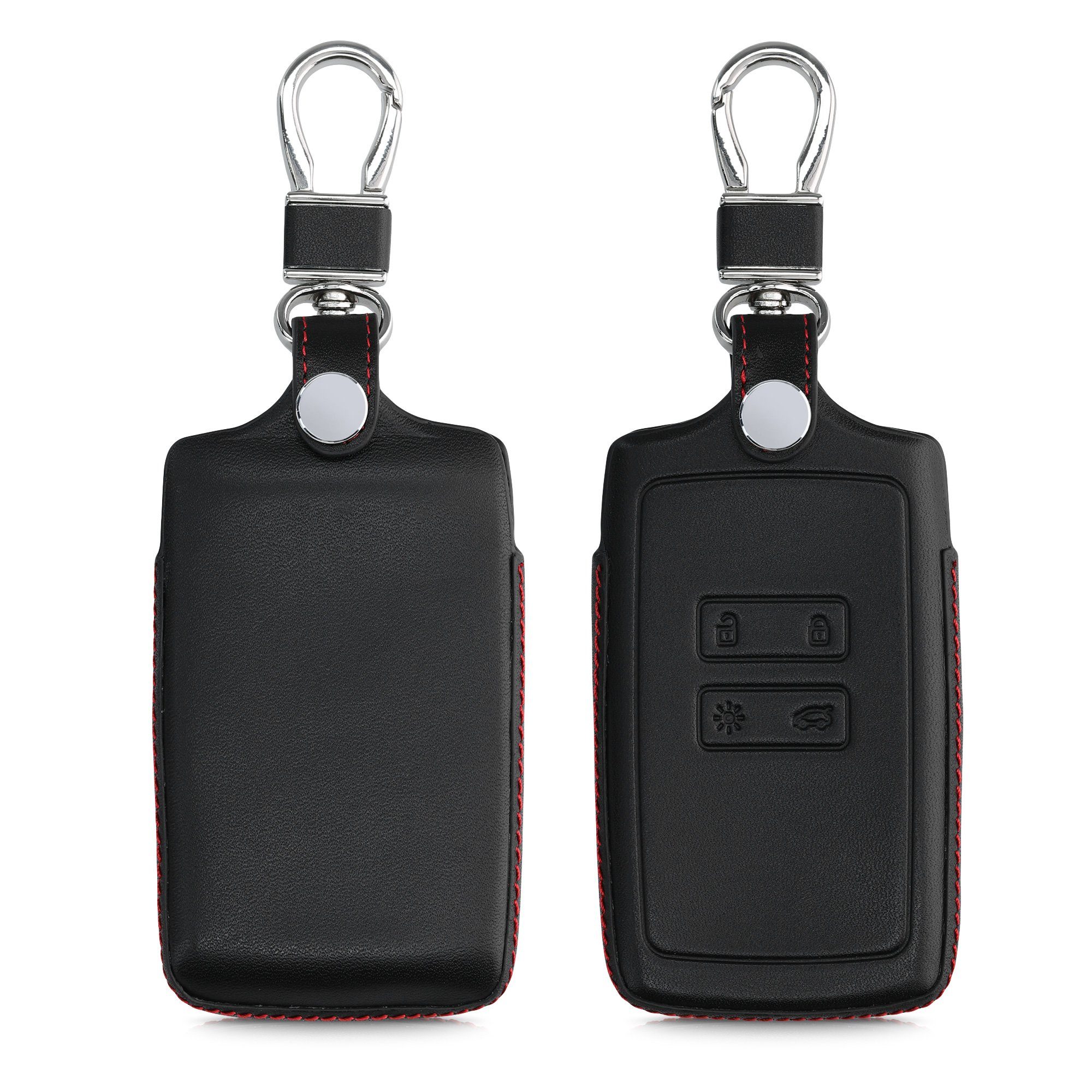 kwmobile Schlüsseltasche Autoschlüssel Hülle für Renault, Leder Schutzhülle Schlüsselhülle Cover - Schlüssel Case Schwarz