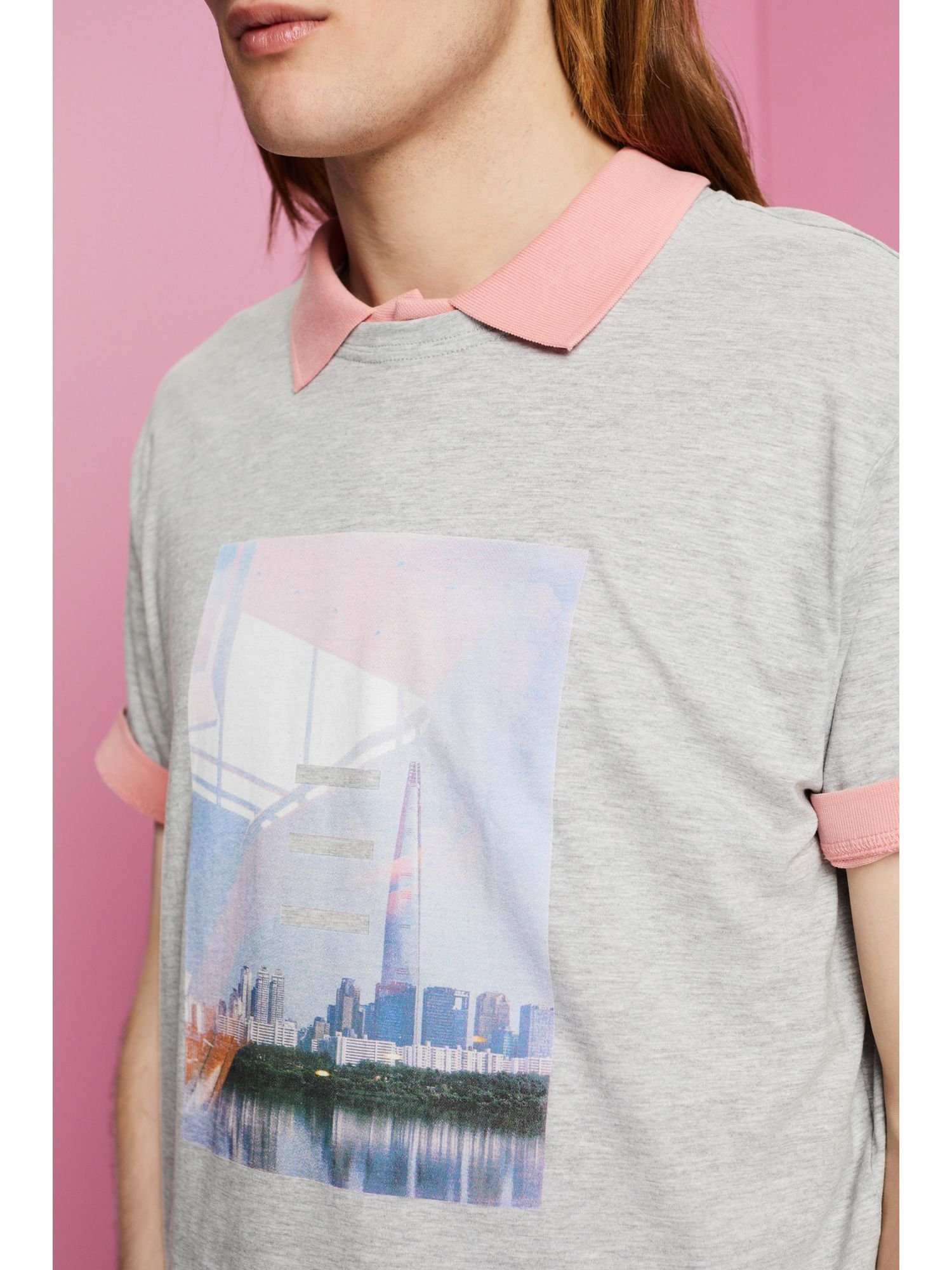 aus Print T-Shirt mit (1-tlg) Baumwollmix Esprit T-Shirt