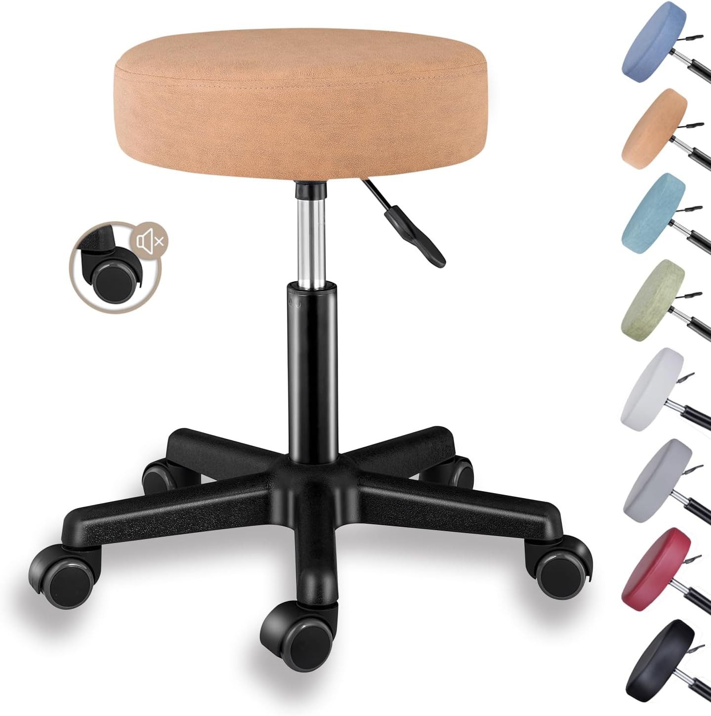 Zedelmaier Hocker Drehhocker Bürohocker Barhocker Arbeitshocker Polsterung, 44-58cm Höhenverstellbarer, 360°drehbar mit 5 Rollen