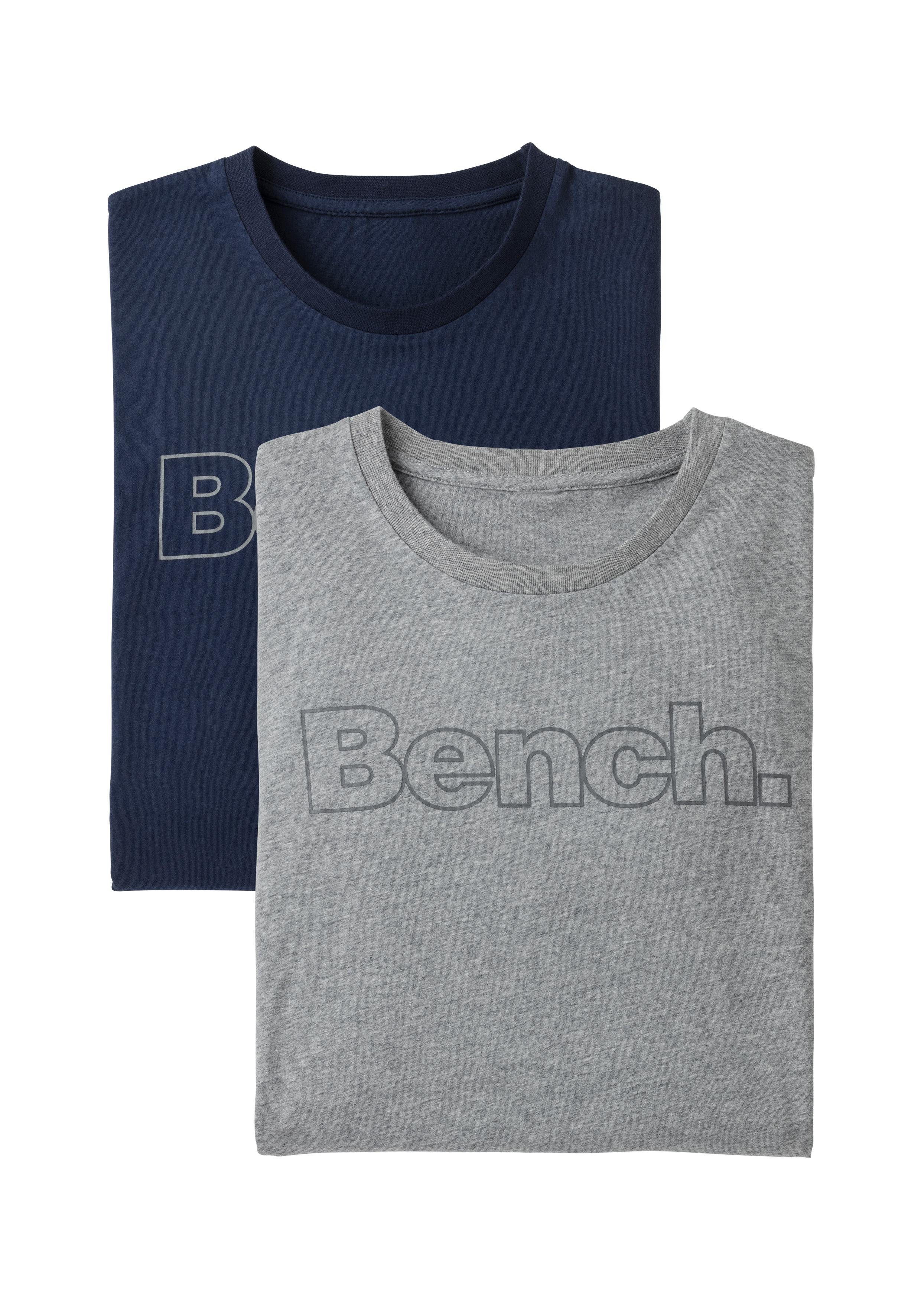(2-tlg) Bench. Bench. mit vorn navy Print grau-meliert, Loungewear T-Shirt