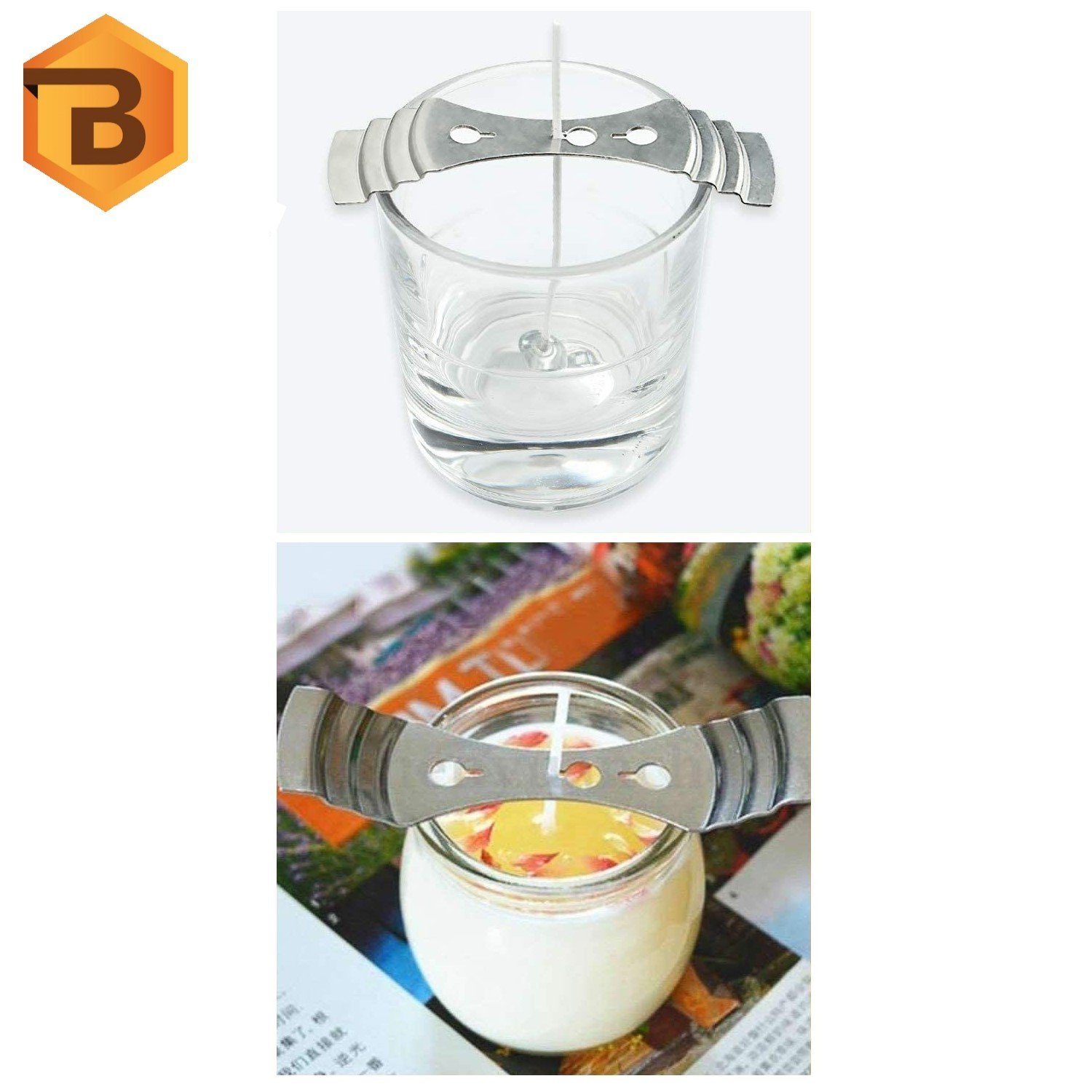 Bienenbiya Kerzenhalter Kerzendochte 50 Stk. 10 cm lang mit Metallfuß (100% natürlich aus Baumwolle, 100 St., Candle Wick, Runddocht, Teelichtdochte für DIY Ker – Bild 5 von 5