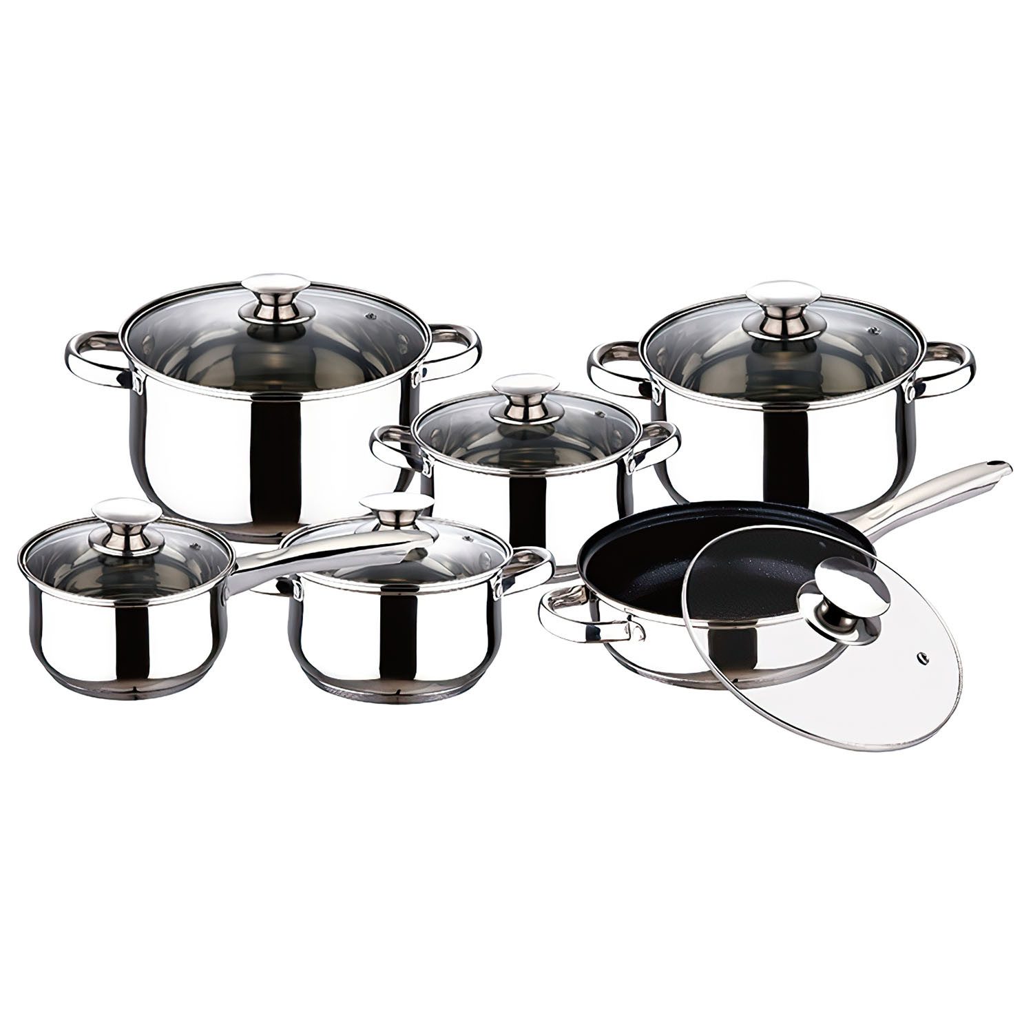 Topf-Set Topfset Induktion 6-teilig Kochtopf Set mit Glasdeckel