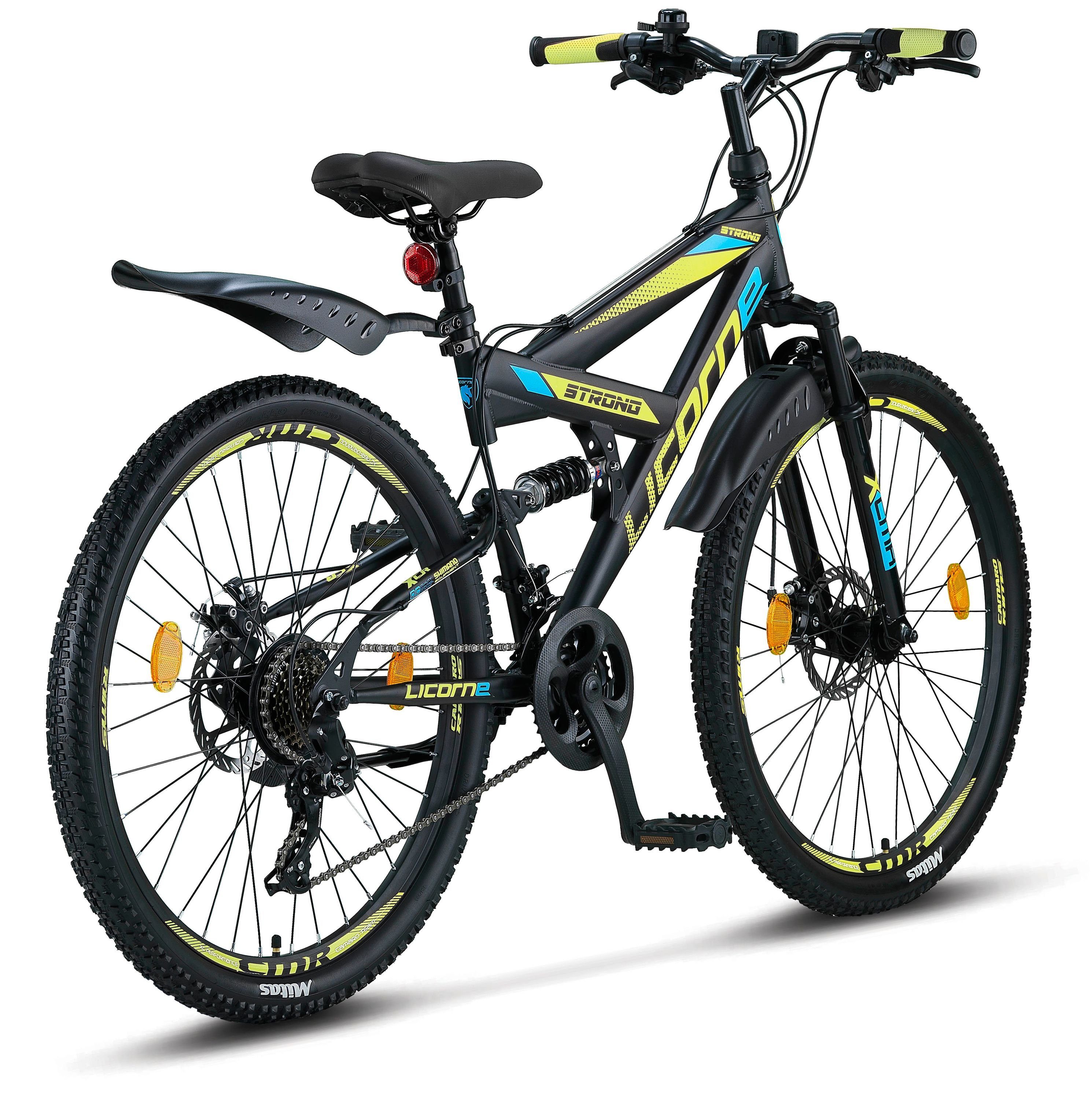 Bike Bike Mountainbike Strong Schwarz/Blau/Lime Licorne Mountainbike 26, Zoll und 29 in 27,5 2D Licorne Premium