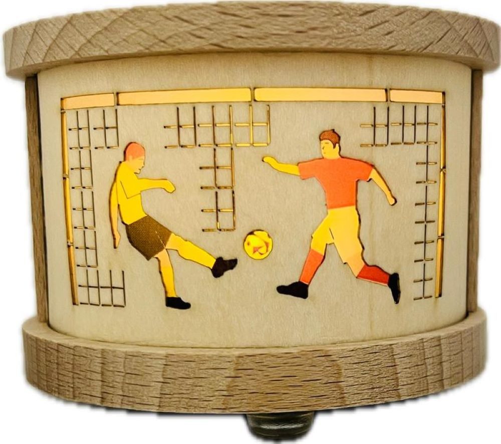 Richard Glaesser Teelichthalter Sport Fussball, Höhe 5,5cm, Handwerkskunst original Erzgebirge