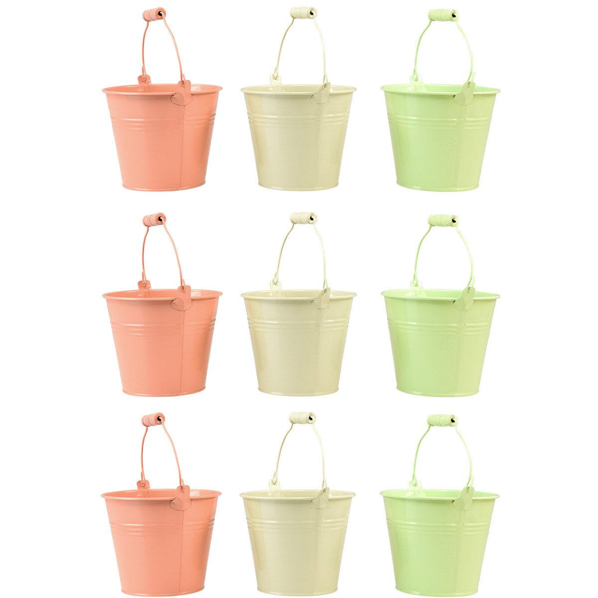 Übertopf Metalleimer Pastellfarben Deko 10er Set Ø10cm H8cm mit Henkel, 9 Stück