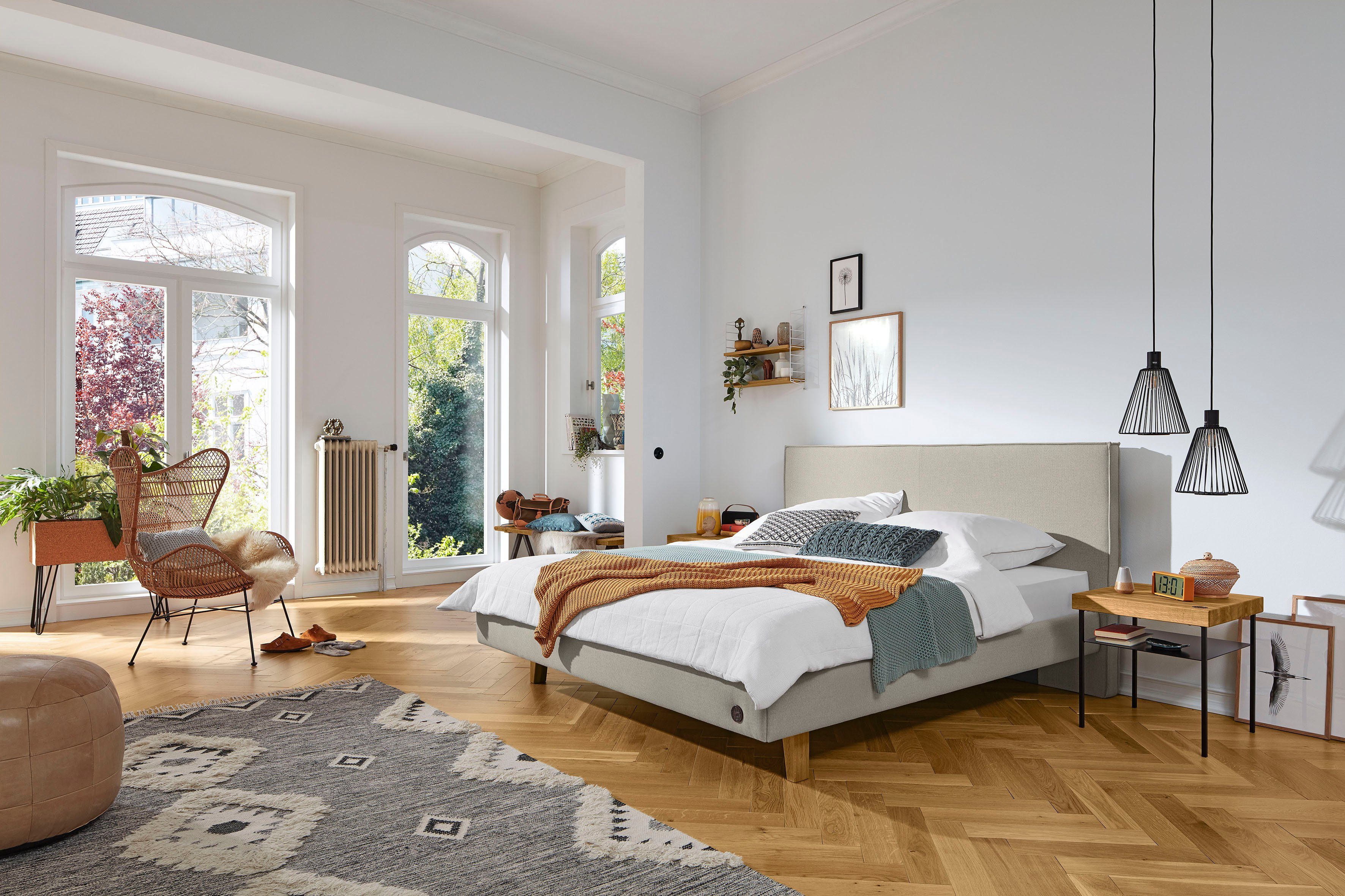 Birkenstock Polsterbett »Graz«, mit hohem, kubischem Kopfteil, Füße in  Eiche natur online kaufen | OTTO
