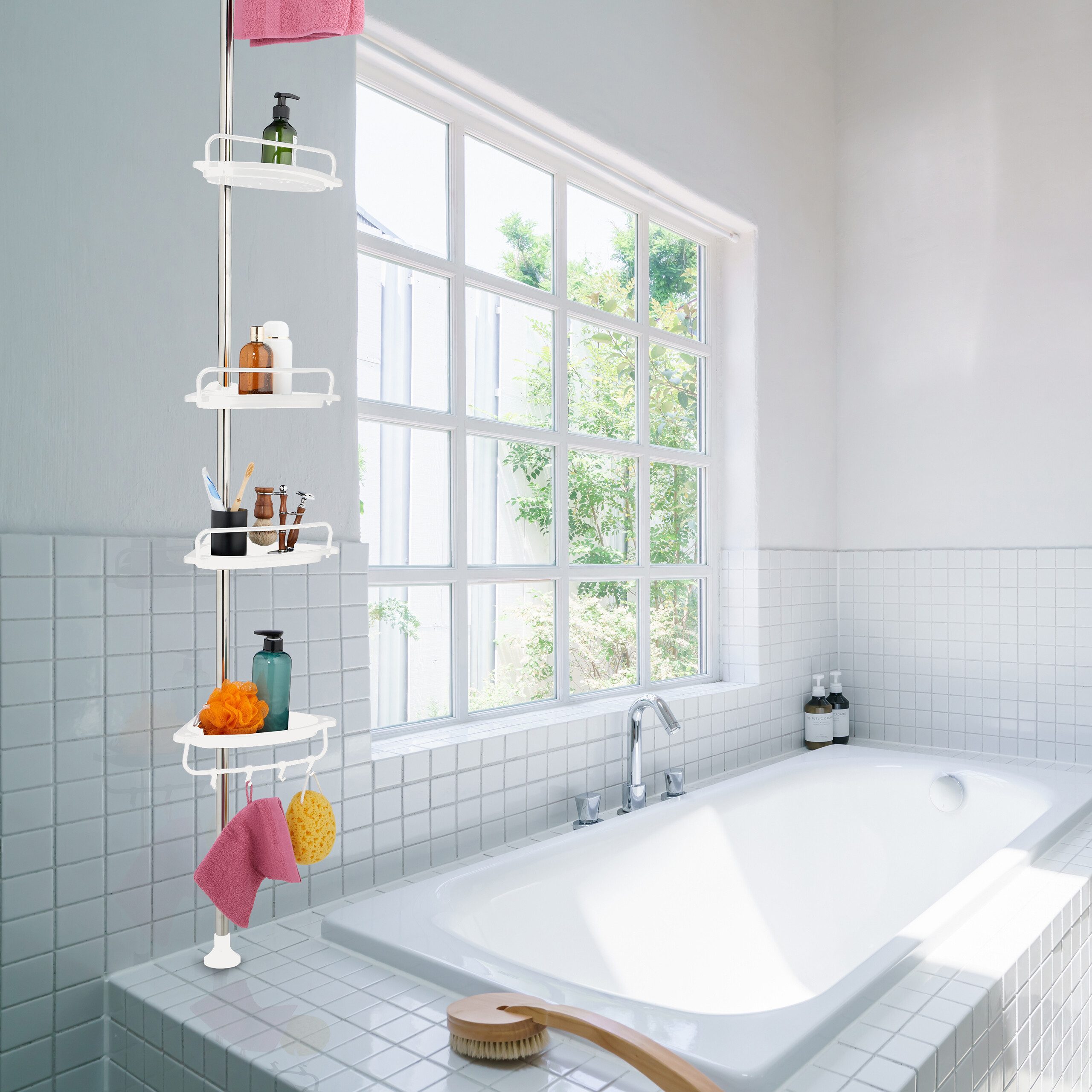 relaxdays Duschregal Teleskop, Weiß günstig online kaufen