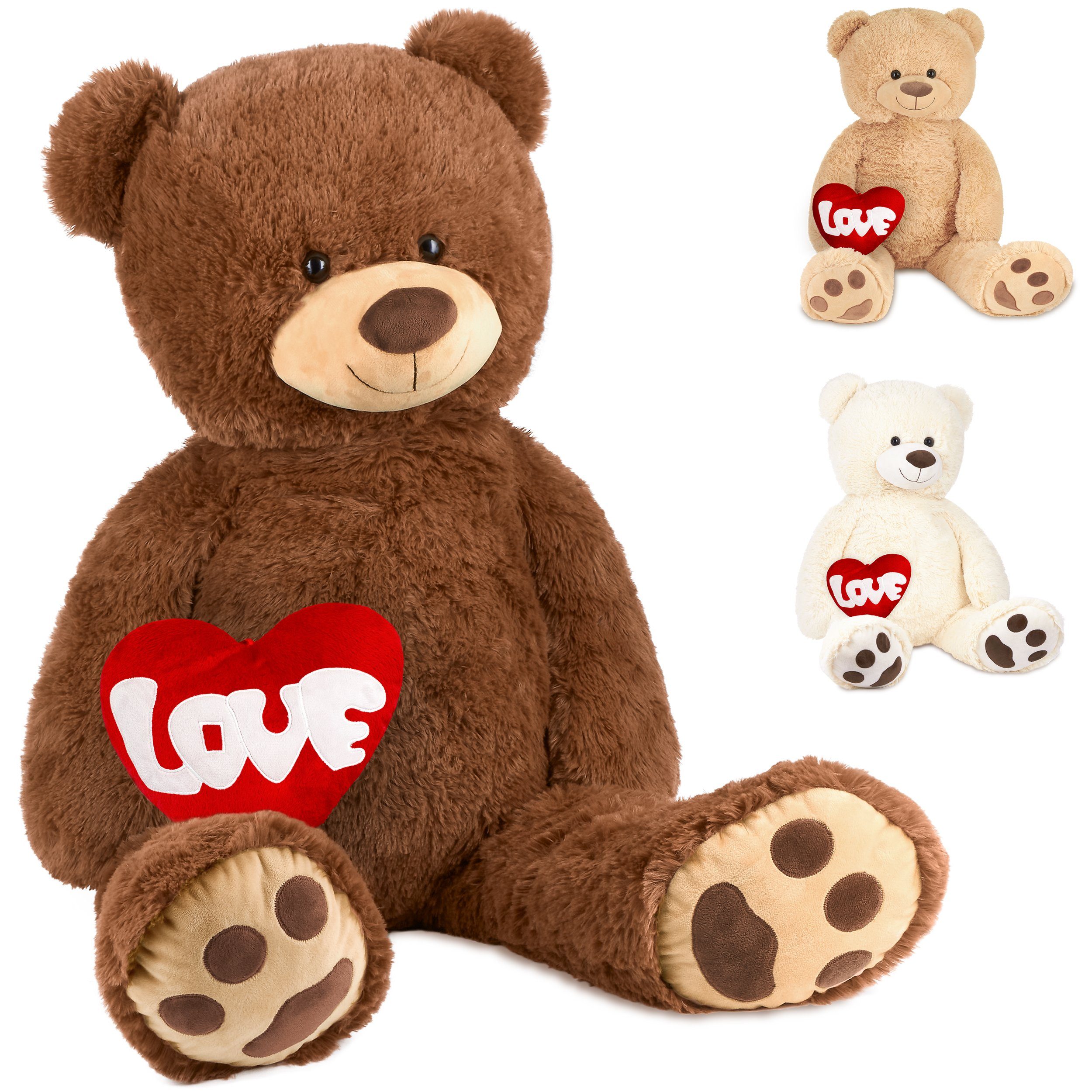 BRUBAKER Kuscheltier XXL Teddybär 100 cm groß mit Herz Love (1-St), großer  Teddy Bär, Stofftier Plüschtier