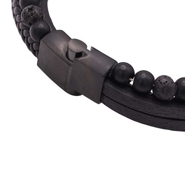 Heideman Armband Lino schwarz farben (Armband, inkl. Geschenkverpackung), Echtlederarmband, Männerarmband, Männerlederarmband