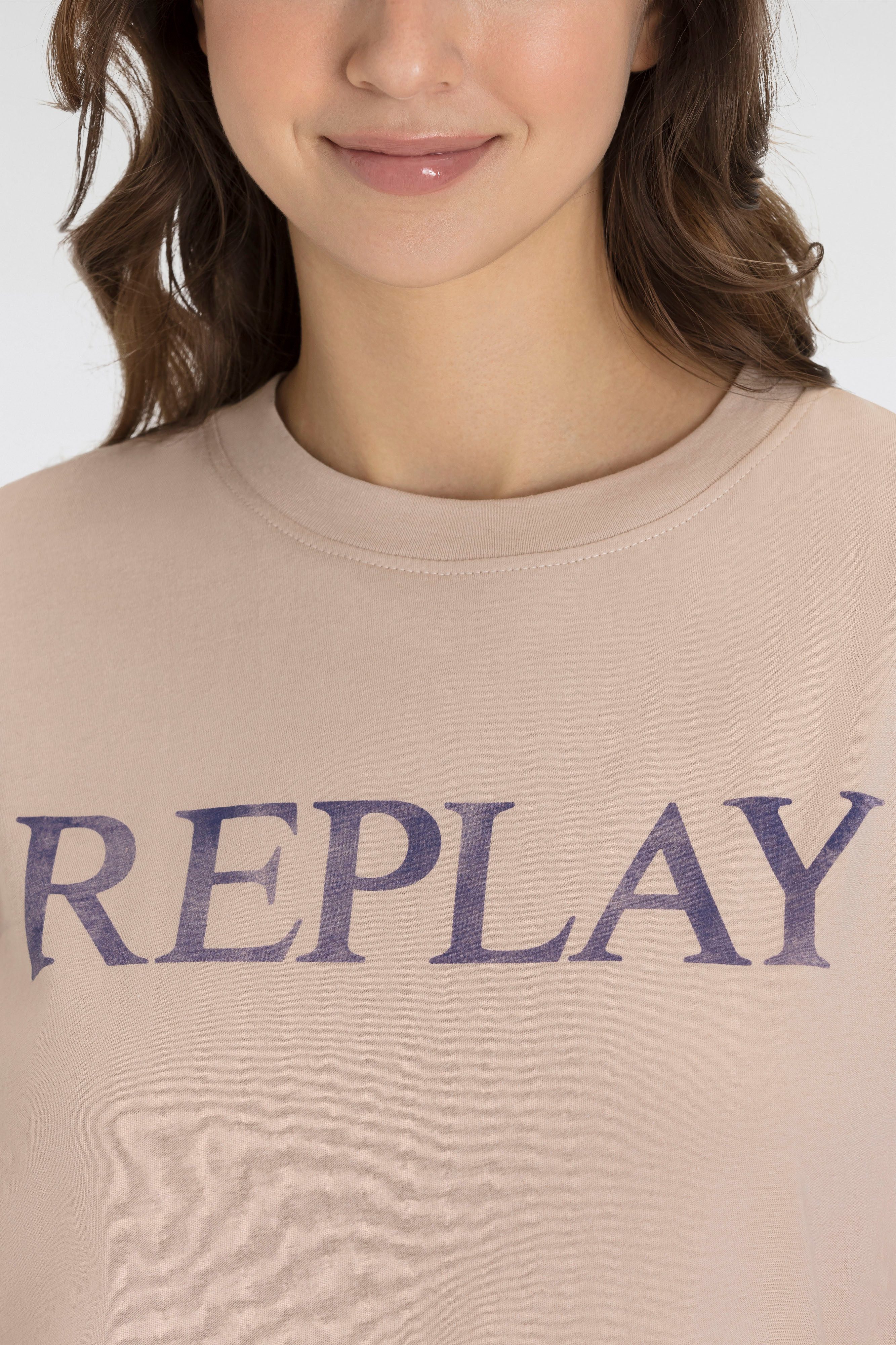 Replay T-Shirt mit Markenprint vorne