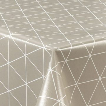 laro Tischdecke Wachstuch-Tischdecken Abwaschbar Prisma grau – weiß rechteckig
