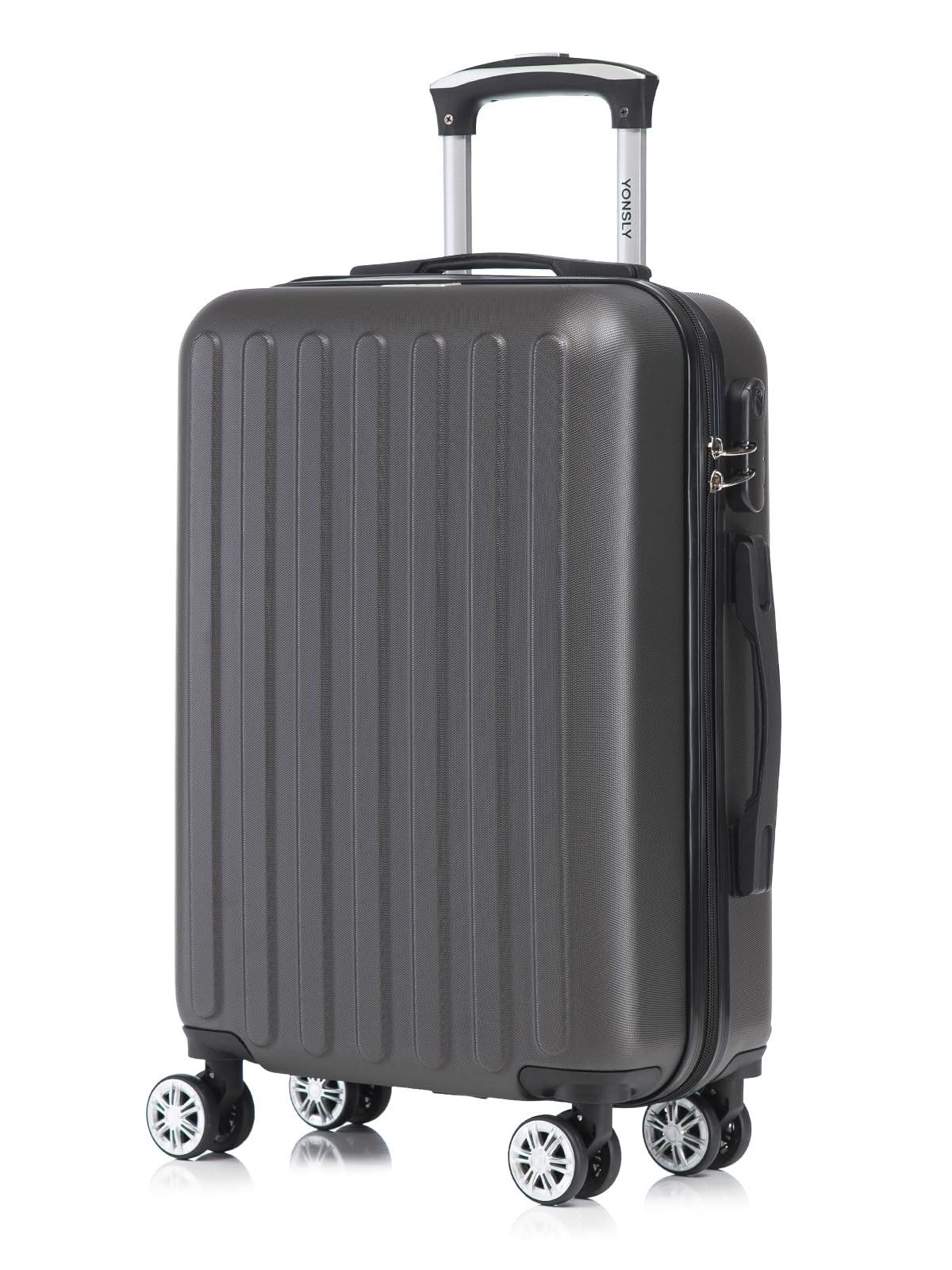 YONSLY Hartschalen-Trolley Reisekoffer, Rollkoffer Handgepäck,Zahlenschloss, 4 Rollen, Weichem Gummigriff Robuster ABS-Koffer für Langstreckenreisen