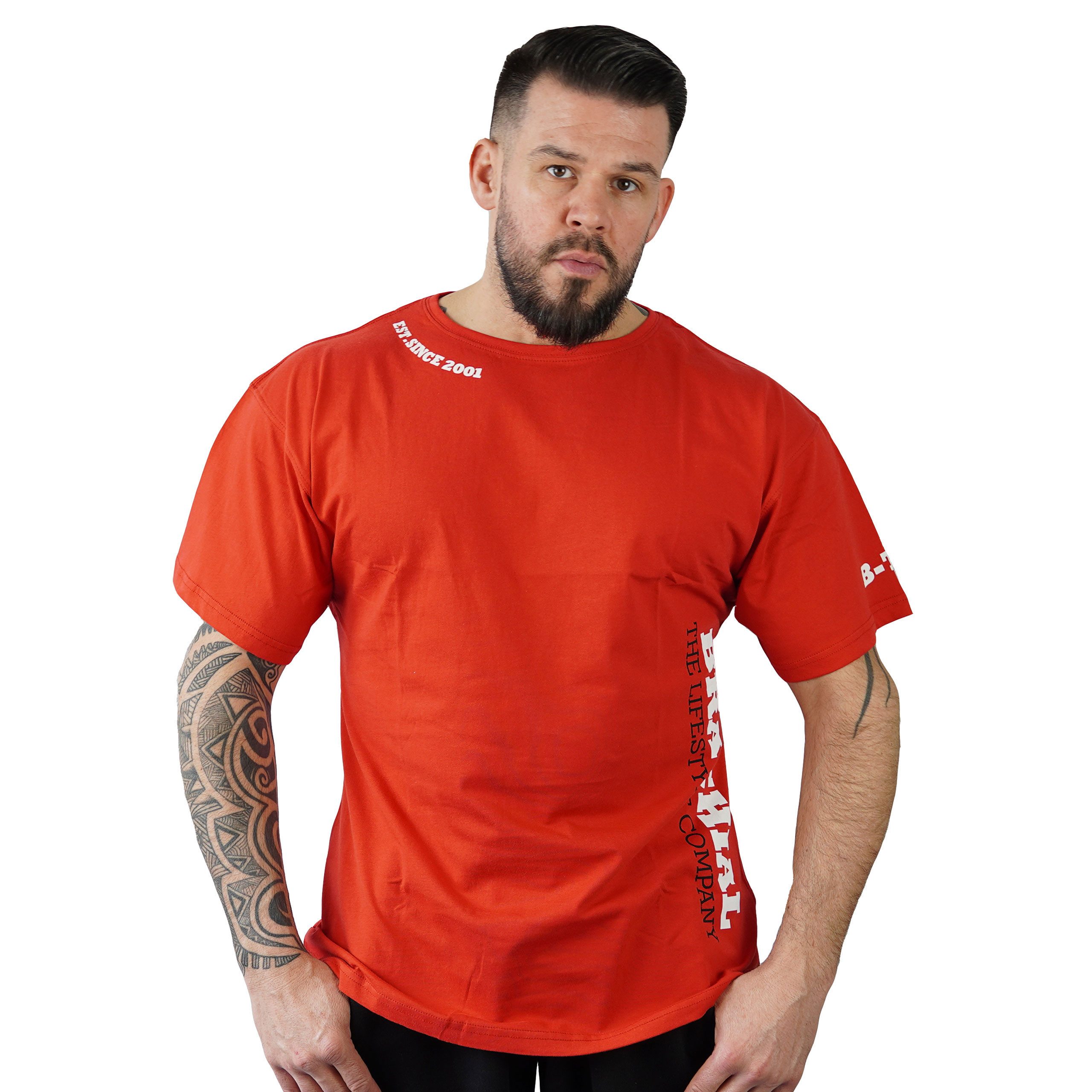 BRACHIAL THE LIFESTYLE COMPANY T-Shirt Brachial T-Shirt "Gym" rot/weiß günstig online kaufen