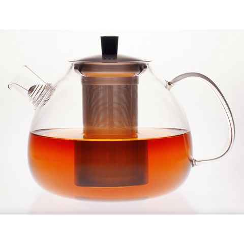Hanseküche Teekanne Premium Teekanne 1500 ml Glas Teebereiter, 1.5 l, (Teekanne, inkl. Auffangdraht und Ultrafeinfilter aus Edelstahl), Modernes Design, Hochwertig und Langlebig