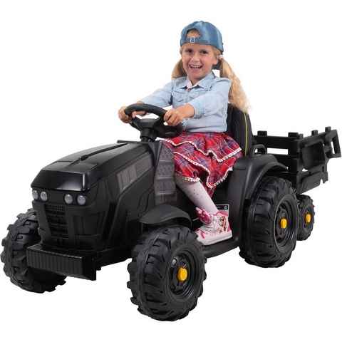 Actionbikes Motors Elektro-Kindertraktor Kinder Traktor mit Anhänger Elektro Fahrzeug, Belastbarkeit 28 kg, (2-tlg), inkl. Fernbedienung - Softstart - Gurt - 2x 12 V Motor