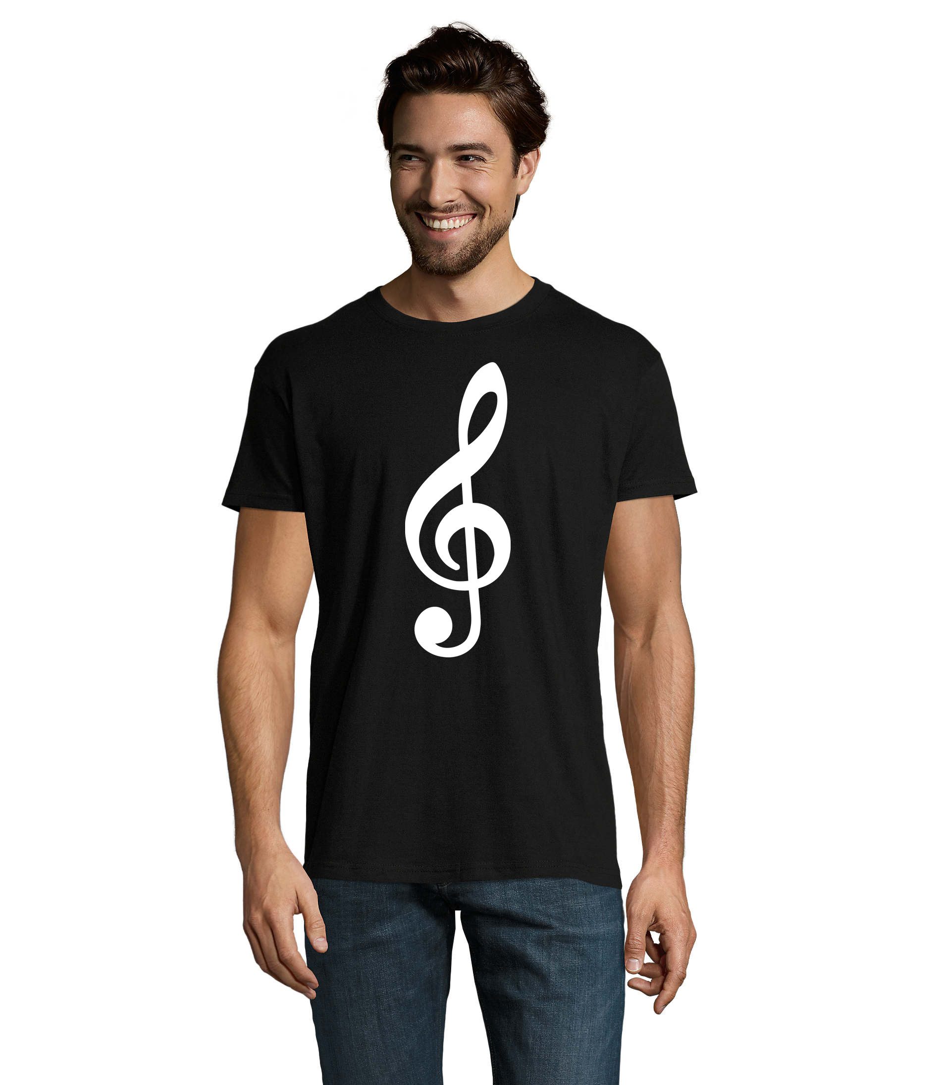 Blondie & Brownie T-Shirt Herren T Shirt Notenschlüssel Musik Print Baumwolle Freizeit (Einzelstück, Einzelartikel) Herren T Shirt Notenschlüssel Musik Motiv Baumwolle Rundhals bequem