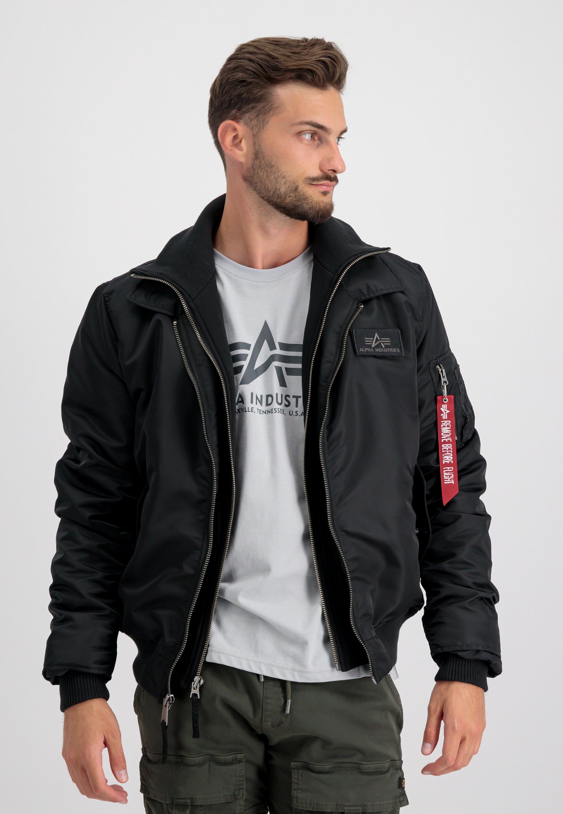 Industries Bomber Bomberjacke Flight Blast CWU black Alpha & Jackets Industries Men Jet - Alpha