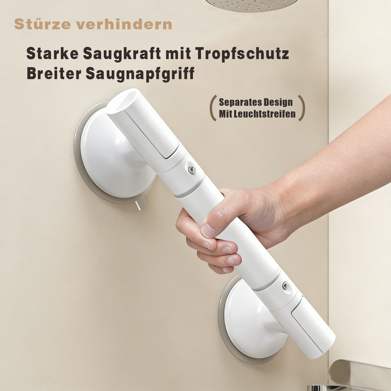 Jumpeak Haltegriff Haltegriffe für senioren,Haltegriff badewanne,Haltegriff mit saugnapf, Länge 35/45cm, Breite 8.5/9.5cm, Höhe 8cm – Bild 4 von 5