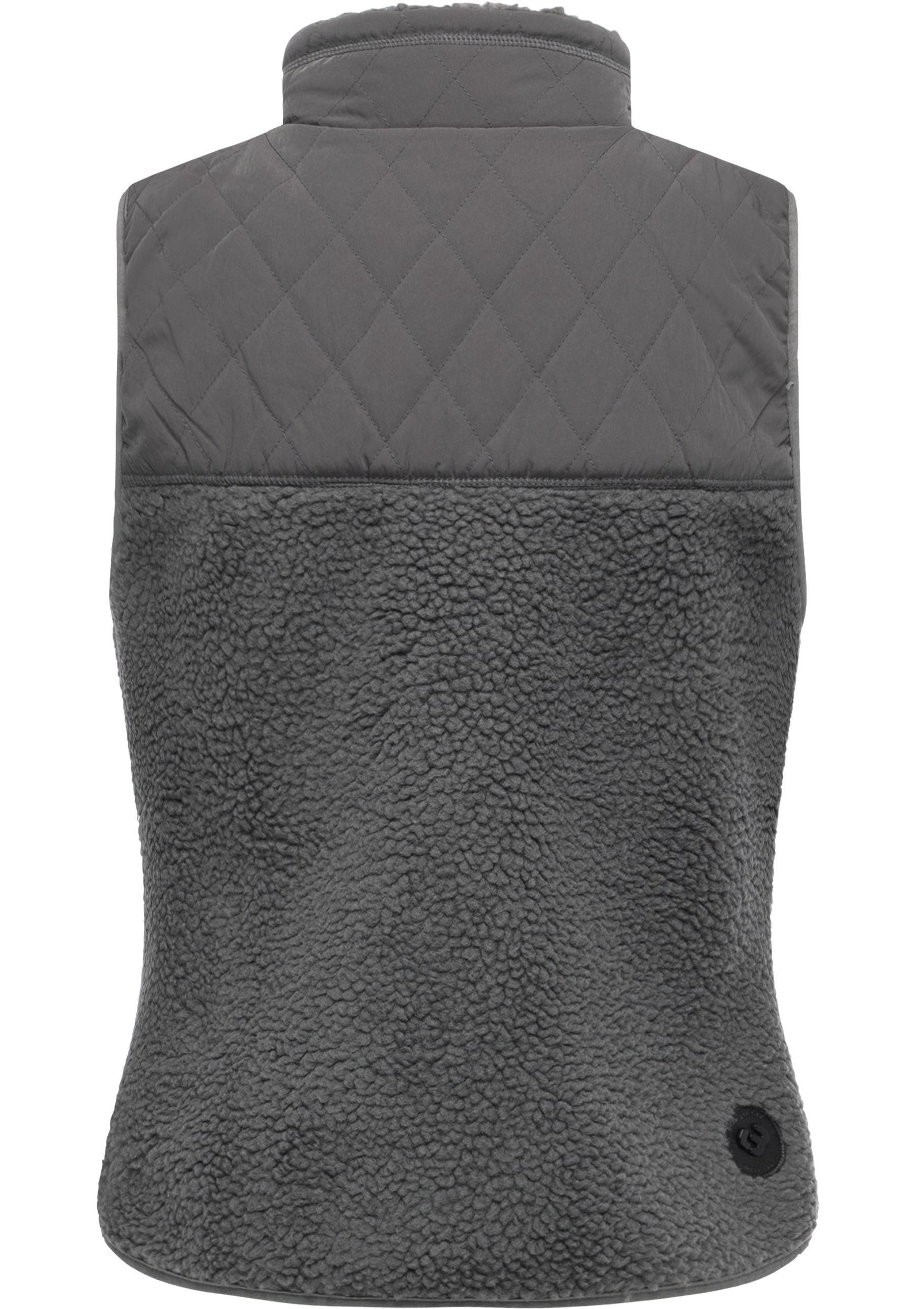 Ragwear Plüschweste Junkin Bonded warme Damen Weste aus Materialmix mit Teddy-Fleece
