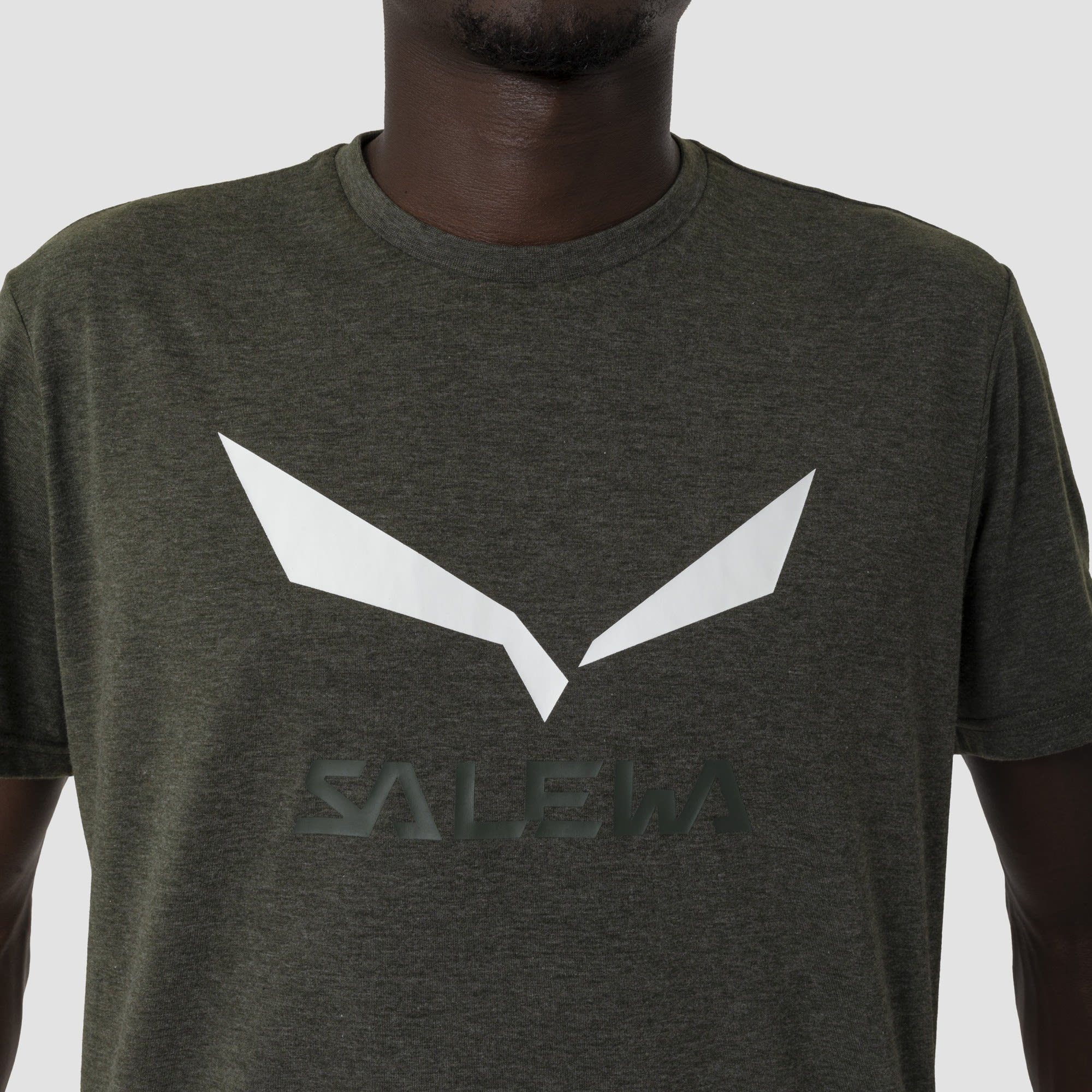 Herren Salewa Dri Salewa T-Shirt Release Dark Tee Melange Solidlogo Green M