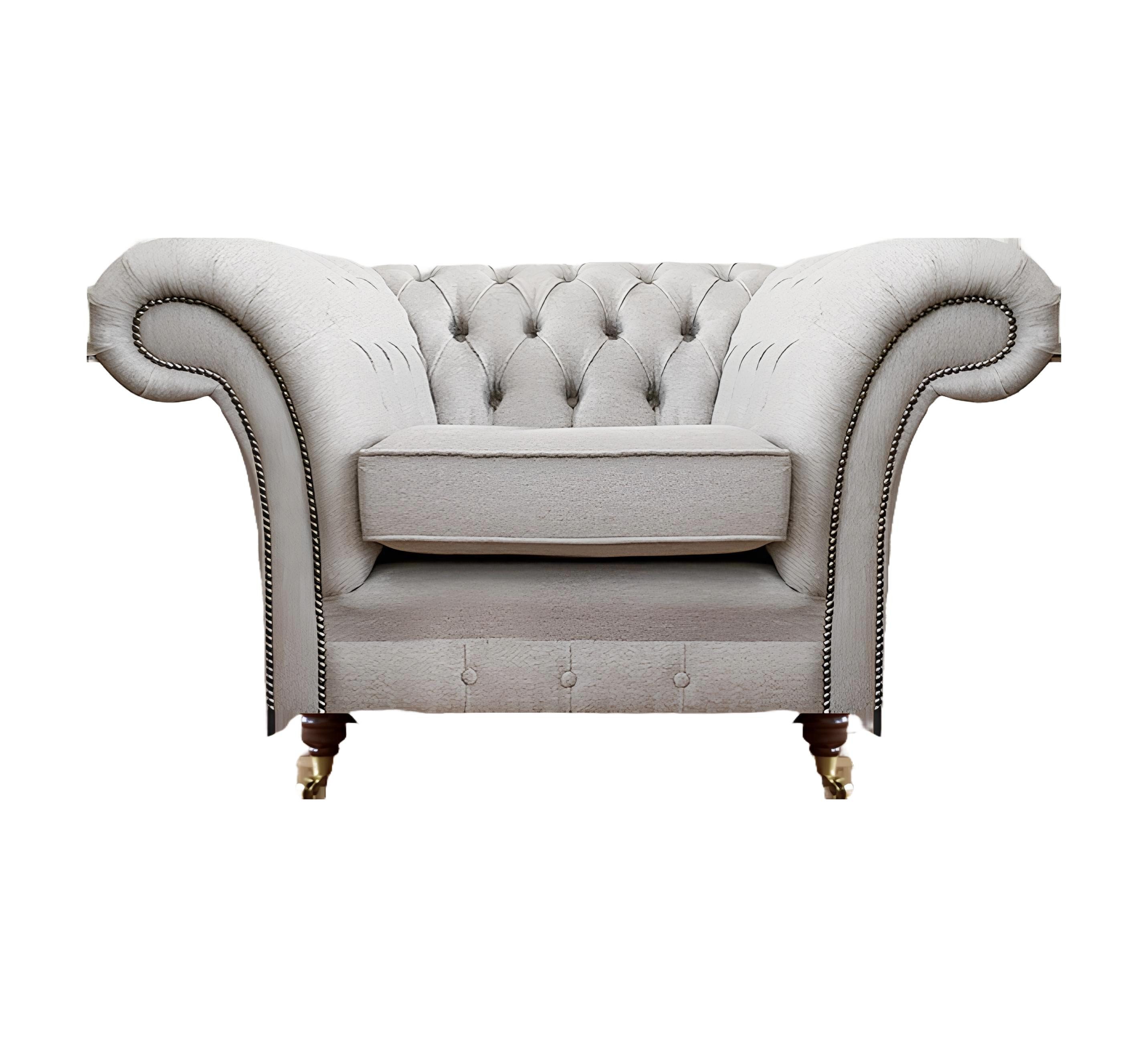 Xlmoebel Chesterfield-Sessel Neuer grauer Textil-Chesterfield-Luxus-Sessel für das Wohnzimmer (Sessel), Hergestellt in Europa