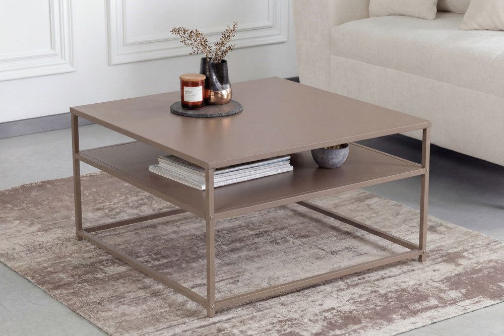 riess-ambiente Couchtisch DURA STEEL 70cm greige - Stahl, 2 Ablagefächer, modern, kombinierbar (Einzelartikel, 1-St), Industrial Design mit viel Stauraum – ideal für Sofa & Loungebereich