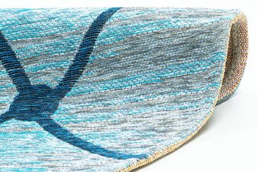 Teppich Keitum 005, Sansibar, rund, Höhe: 3 mm, Flachgewebe, modernes Design, Motiv Fischernetz & gekreuzte Säbel