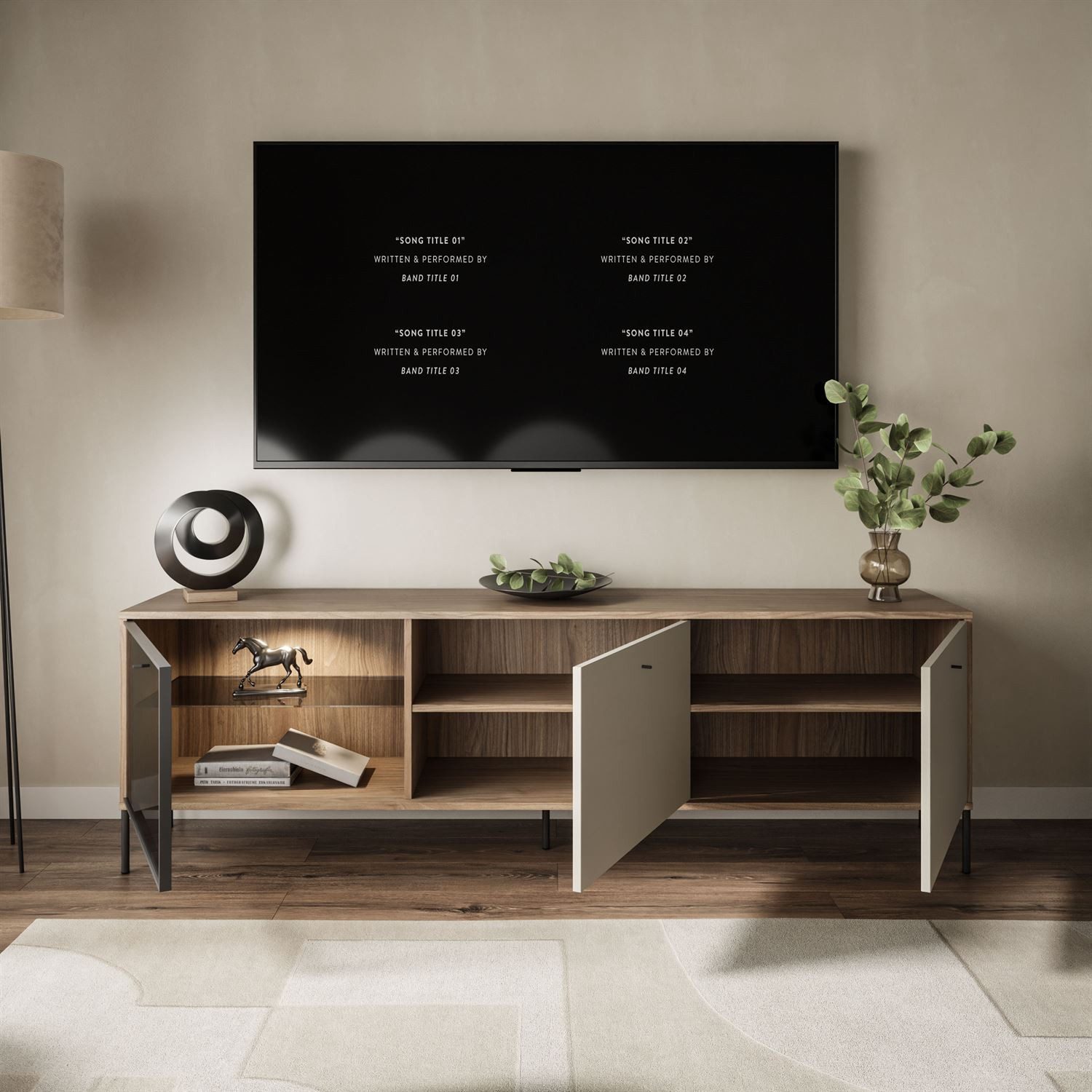 Lookway TV-Schrank ISA TV-Lowboard mit LED-Beleuchtung