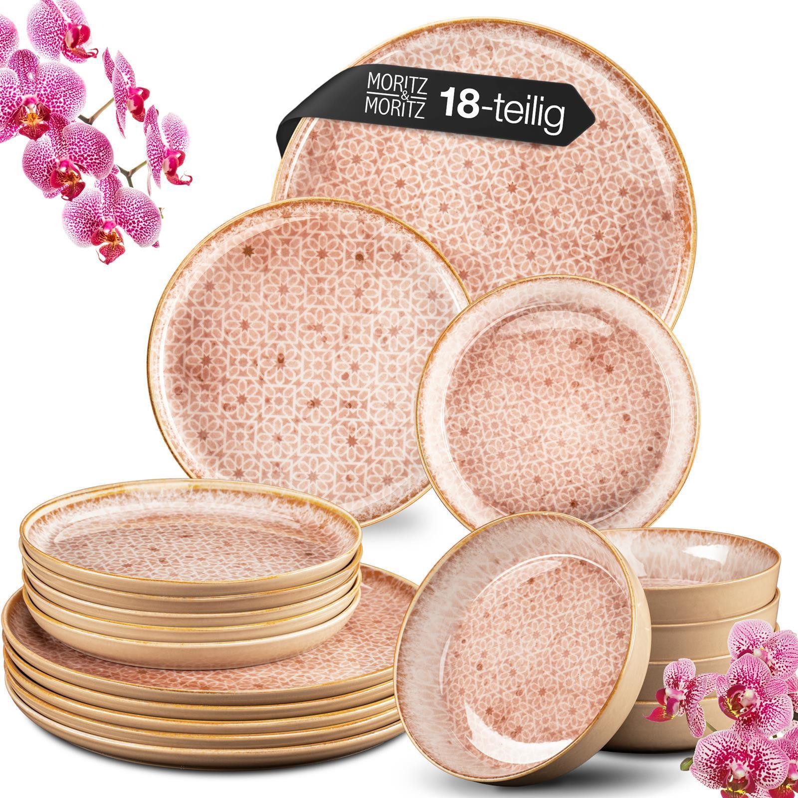 Moritz & Moritz Tafelservice TERRA Geschirrset 18tlg rosa (18-tlg), 6 Personen, Porzellan, Kombigeschirr für 6 Personen. Reduzierter Preis € 59,99. Unverbindliche Preisempfehlung € 119,99, (€ 3,33 pro 1 Stk)
