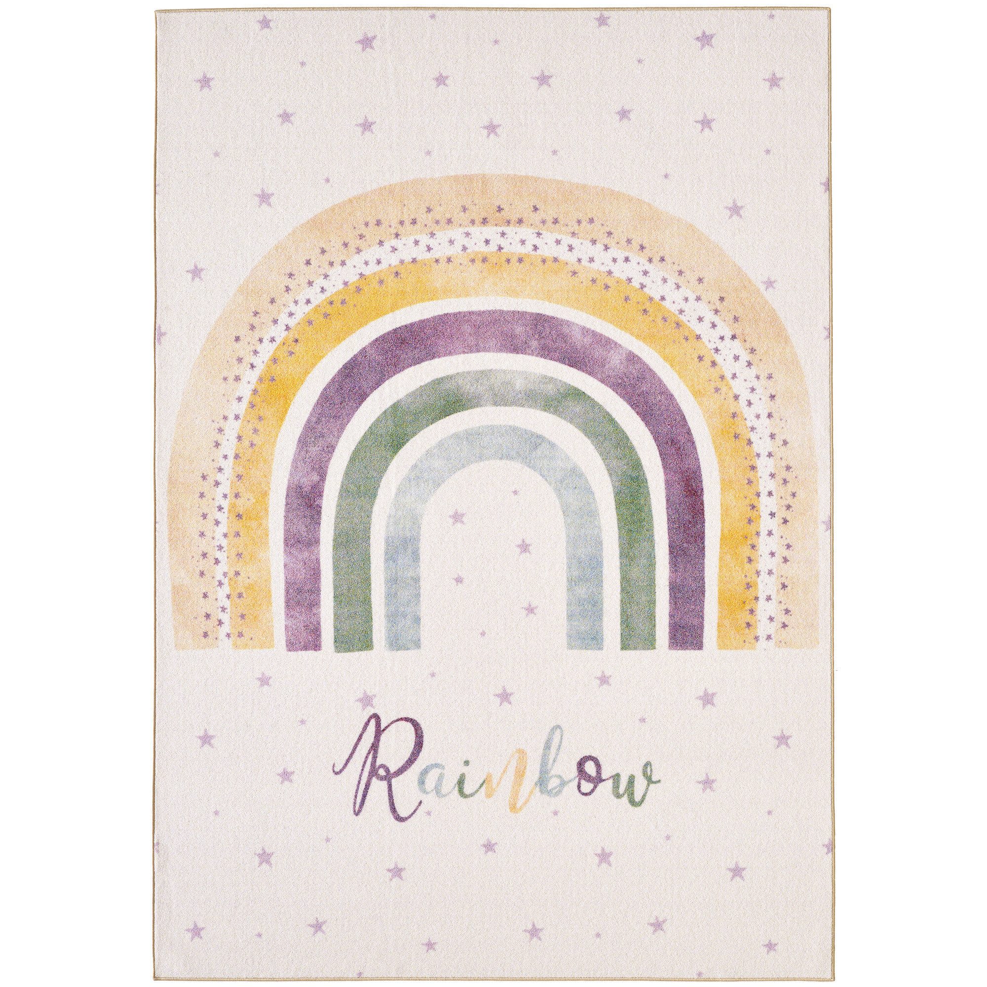 Stilvoll Günstig Kinderteppich in Creme fürs Kinderzimmer mit Regenbogen-Design, rechteckig, Höhe: 8 mm